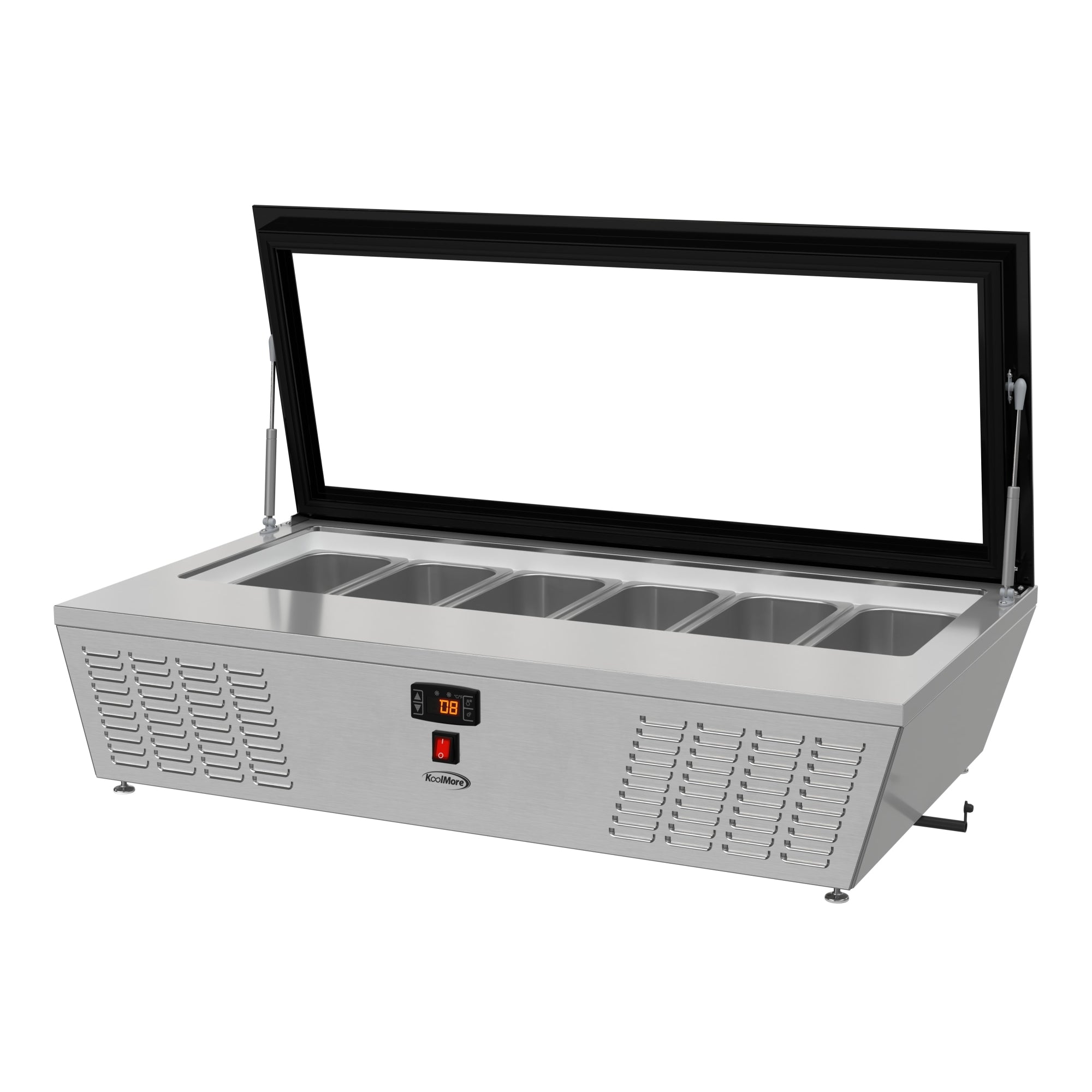 45 in. 6-Pan Countertop Ice Cream Display Freezer with Glass Top in Stainless-Steel