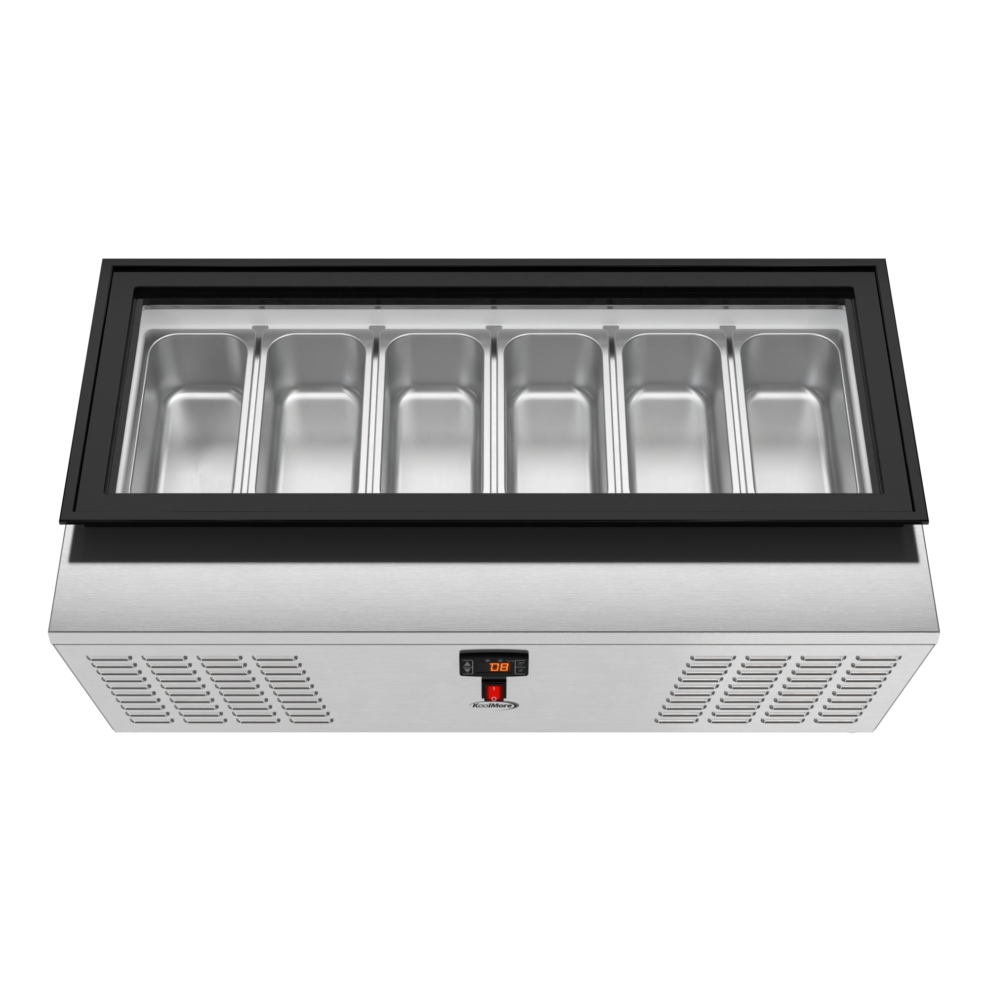 45 in. 6-Pan Countertop Ice Cream Display Freezer with Glass Top in Stainless-Steel