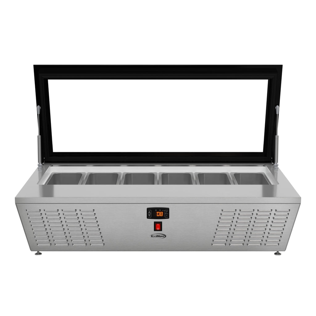 45 in. 6-Pan Countertop Ice Cream Display Freezer with Glass Top in Stainless-Steel