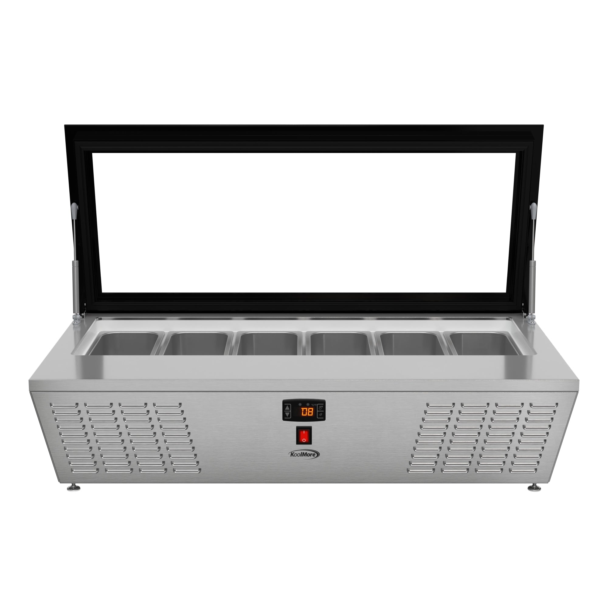 45 in. 6-Pan Countertop Ice Cream Display Freezer with Glass Top in Stainless-Steel