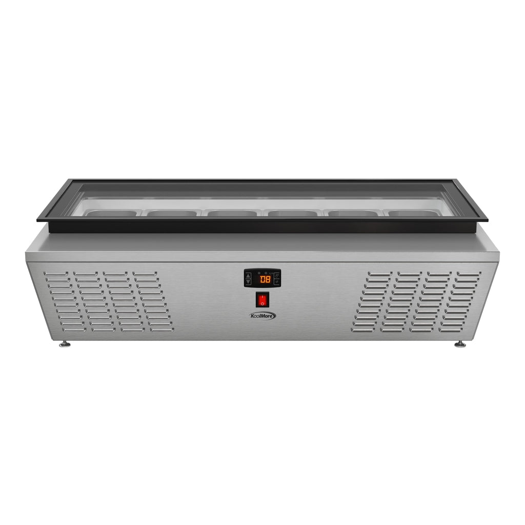 45 in. 6-Pan Countertop Ice Cream Display Freezer with Glass Top in Stainless-Steel