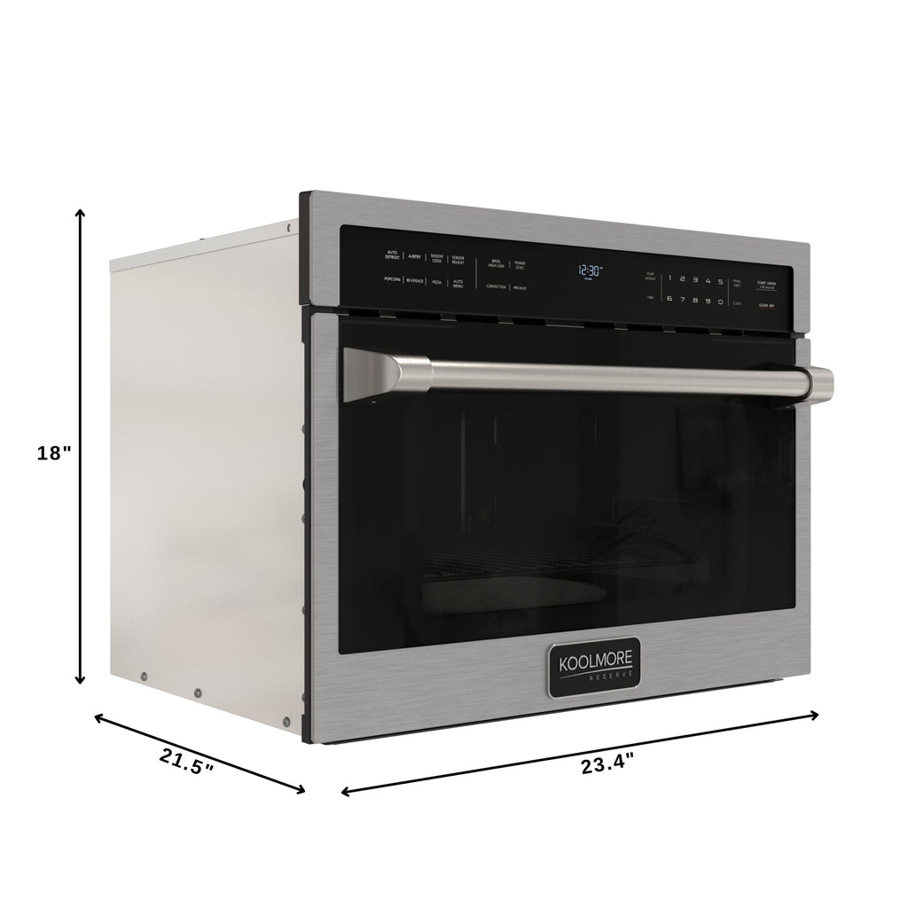 KoolMore Reserve 24 in. Built-In Microwave Convection Oven with Air Fry, 3-in-1 Combo, Sensor Cook, Soft-Close Door, 1.6 cu. ft. in Stainless Steel