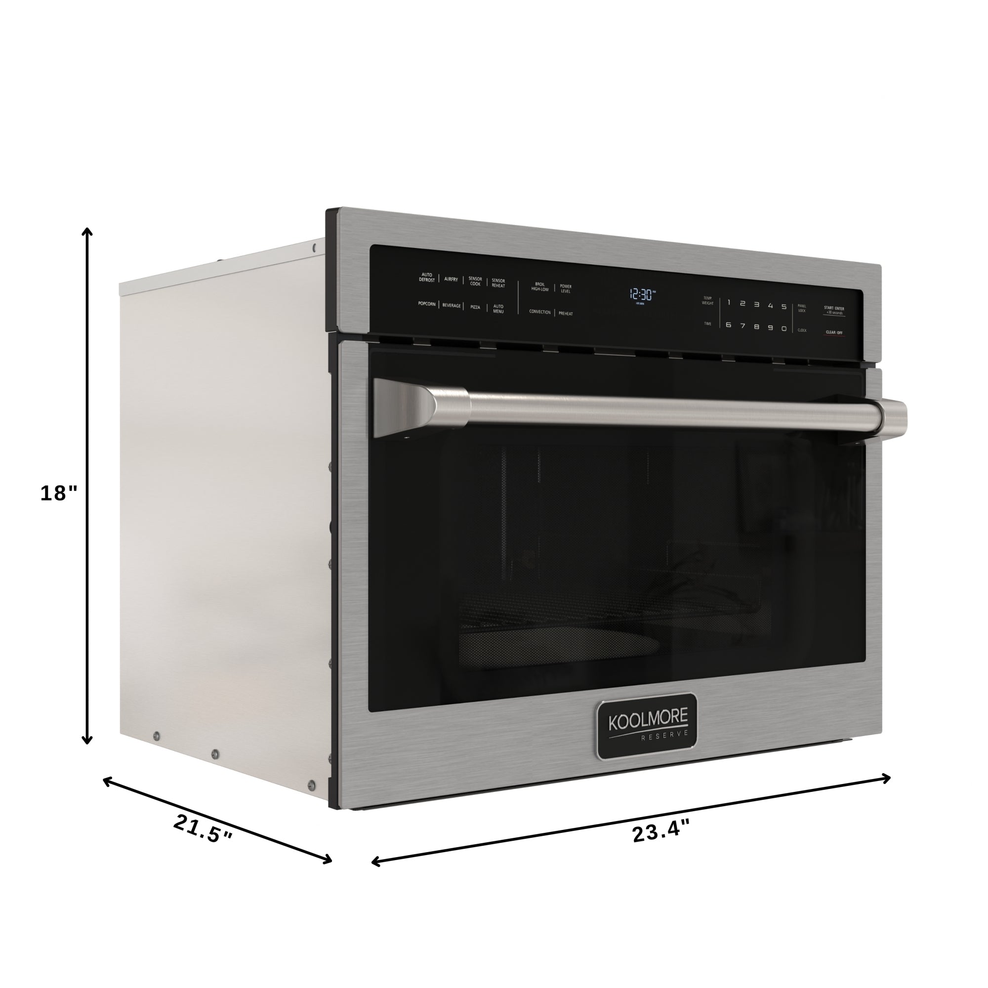 KoolMore Reserve 24 in. Built-In Microwave Convection Oven with Air Fry, 3-in-1 Combo, Sensor Cook, Soft-Close Door, 1.6 cu. ft. in Stainless Steel