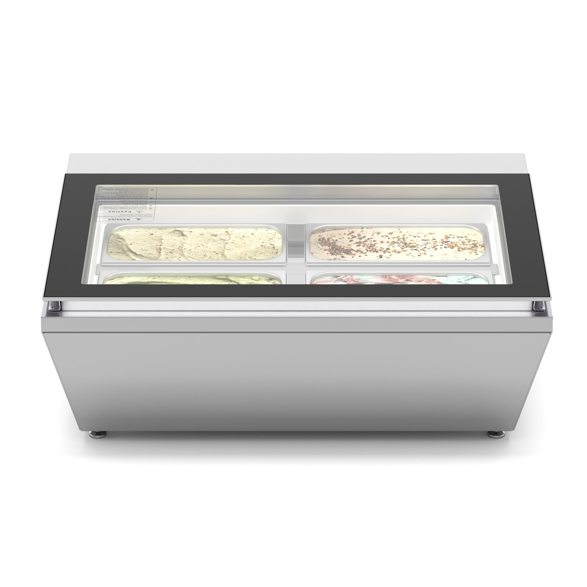 31 in. Countertop Ice Cream Display case with 4 Pans and Glass Sneeze Guard in Stainless-Steel