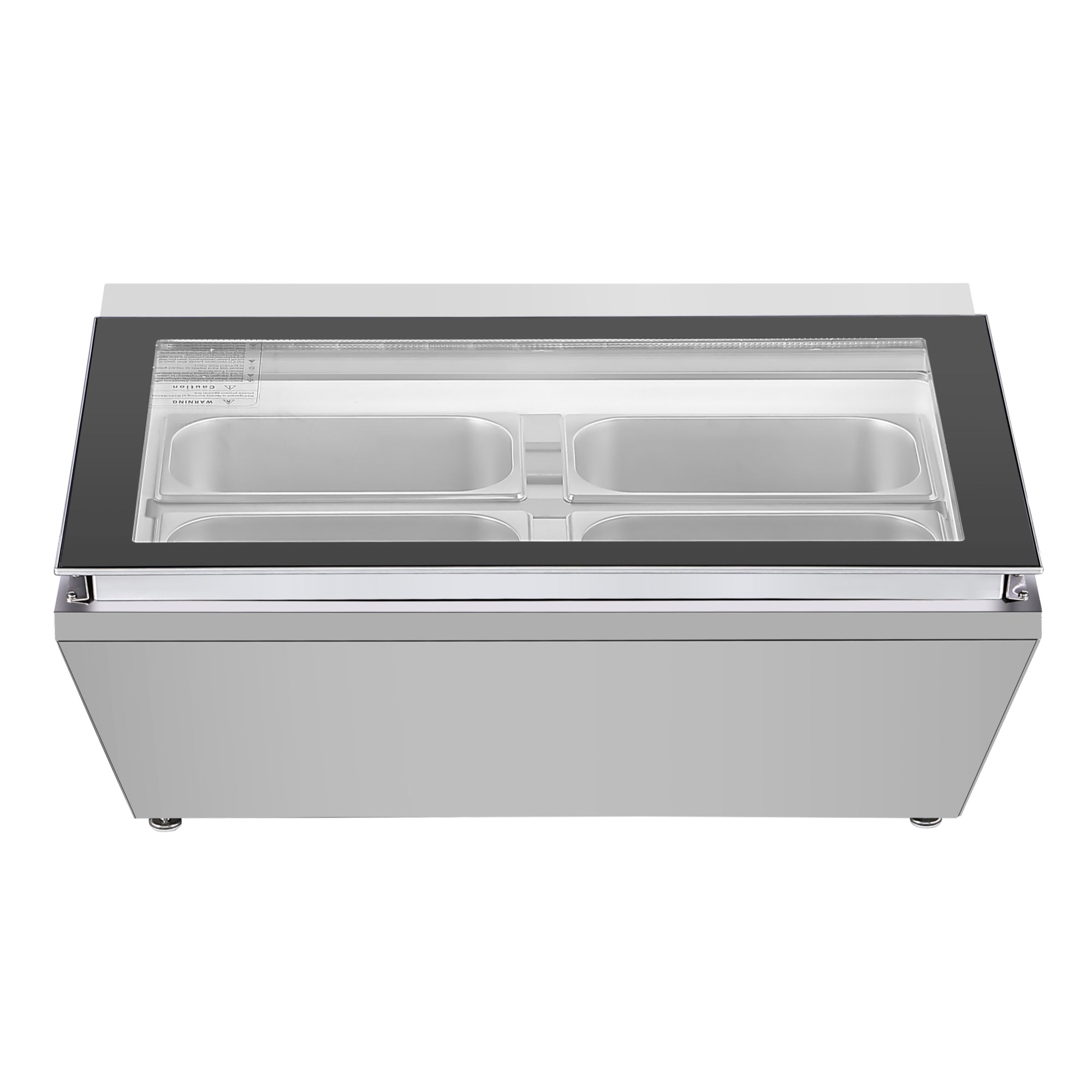 31 in. Countertop Ice Cream Display case with 4 Pans and Glass Sneeze Guard in Stainless-Steel