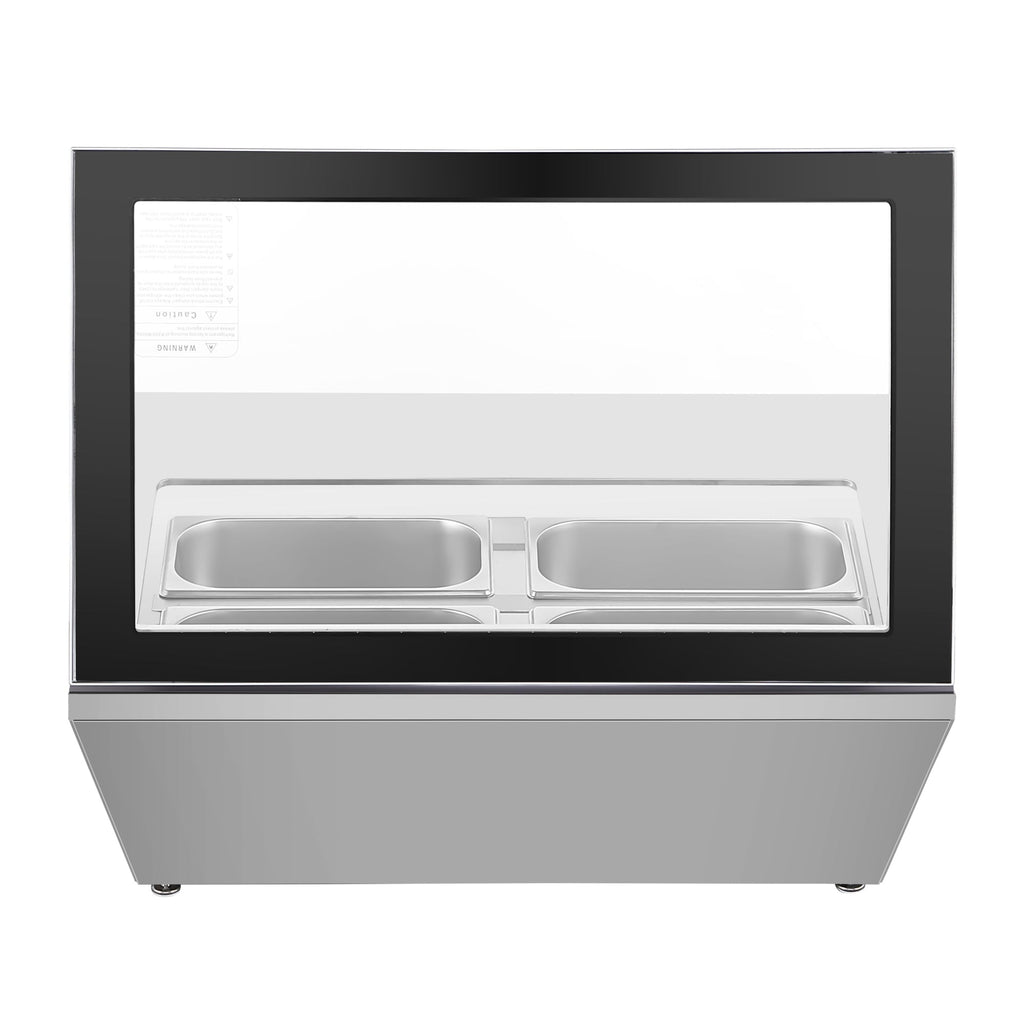 31 in. Countertop Ice Cream Display case with 4 Pans and Glass Sneeze Guard in Stainless-Steel