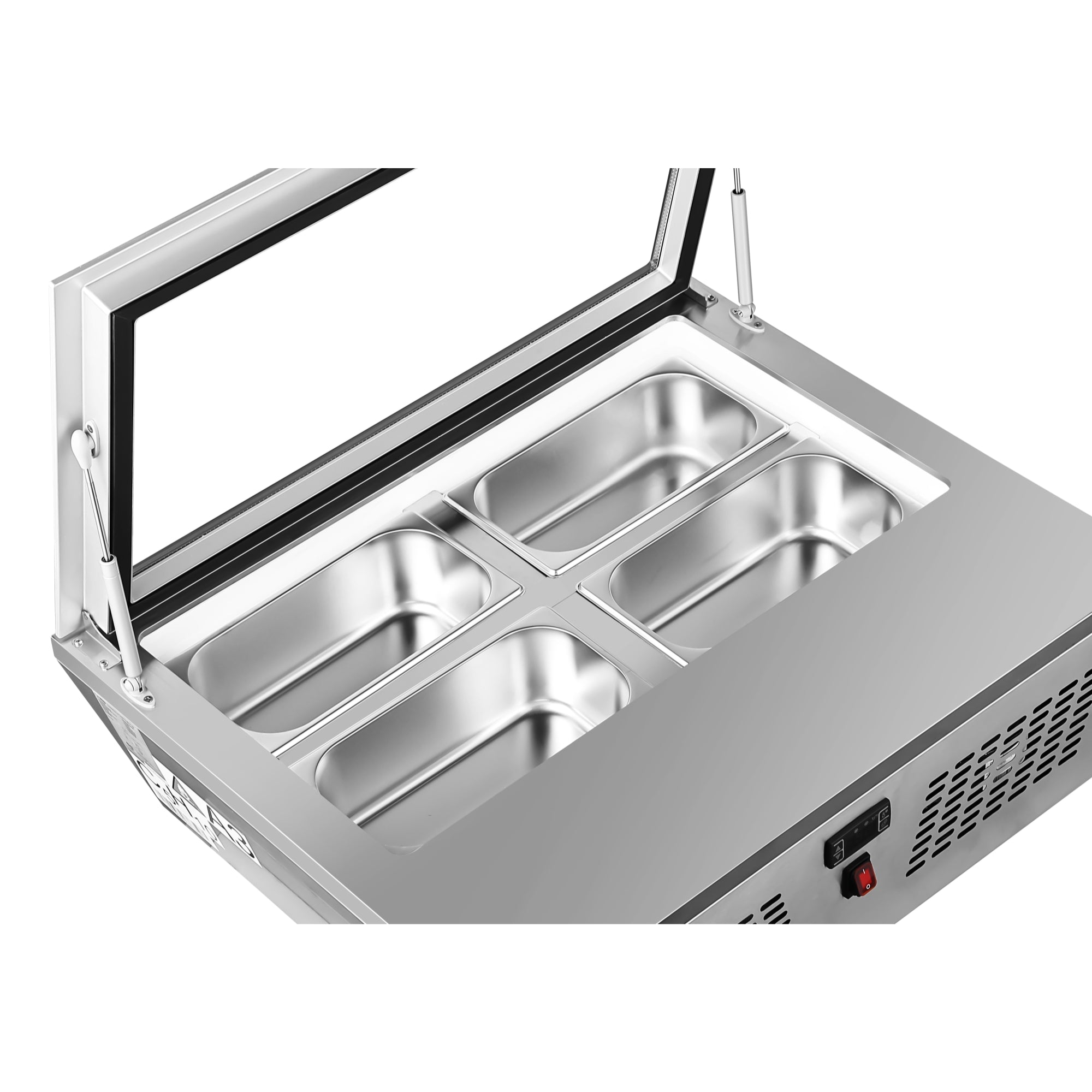31 in. Countertop Ice Cream Display case with 4 Pans and Glass Sneeze Guard in Stainless-Steel