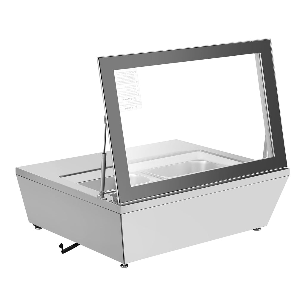 31 in. Countertop Ice Cream Display case with 4 Pans and Glass Sneeze Guard in Stainless-Steel