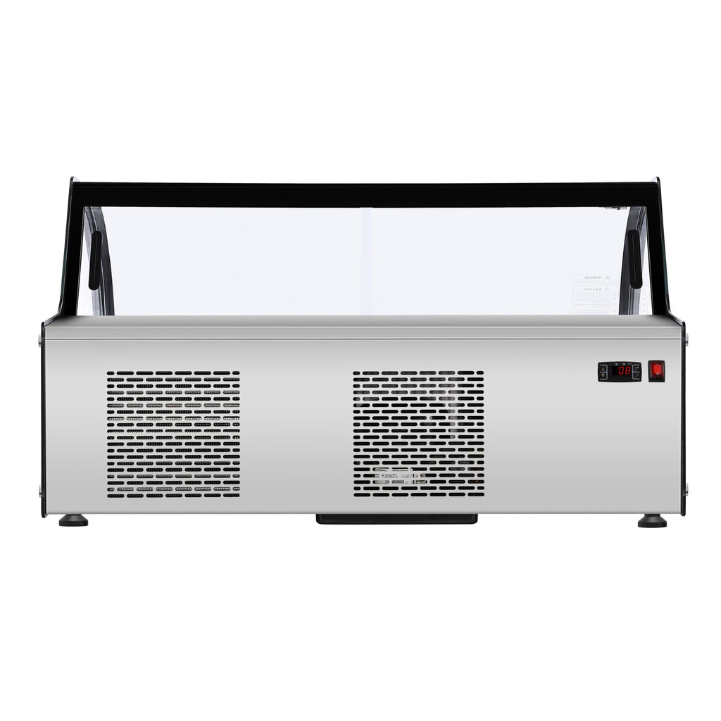 46 in. Countertop Gelato Display Case with 6 Pans and Built-in Glass Sneeze Guard in Stainless-Steel