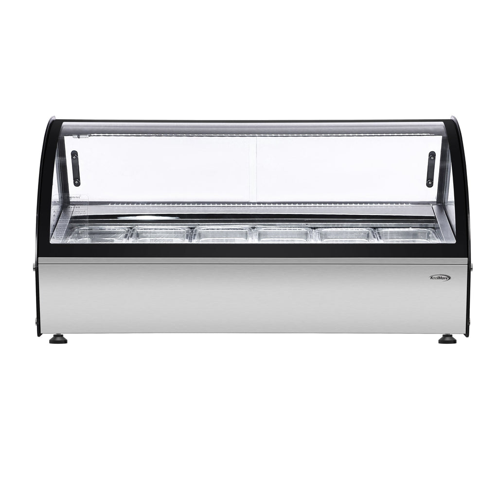 46 in. Countertop Gelato Display Case with 6 Pans and Built-in Glass Sneeze Guard in Stainless-Steel