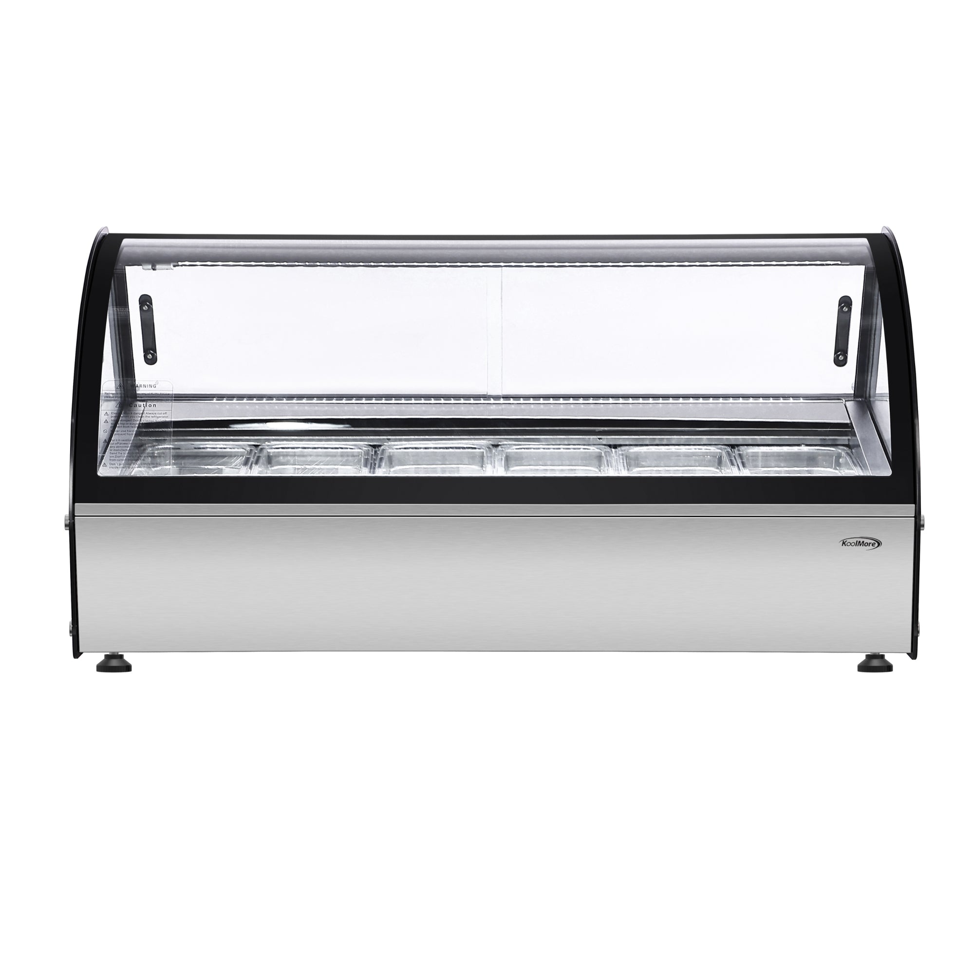 46 in. Countertop Gelato Display Case with 6 Pans and Built-in Glass Sneeze Guard in Stainless-Steel