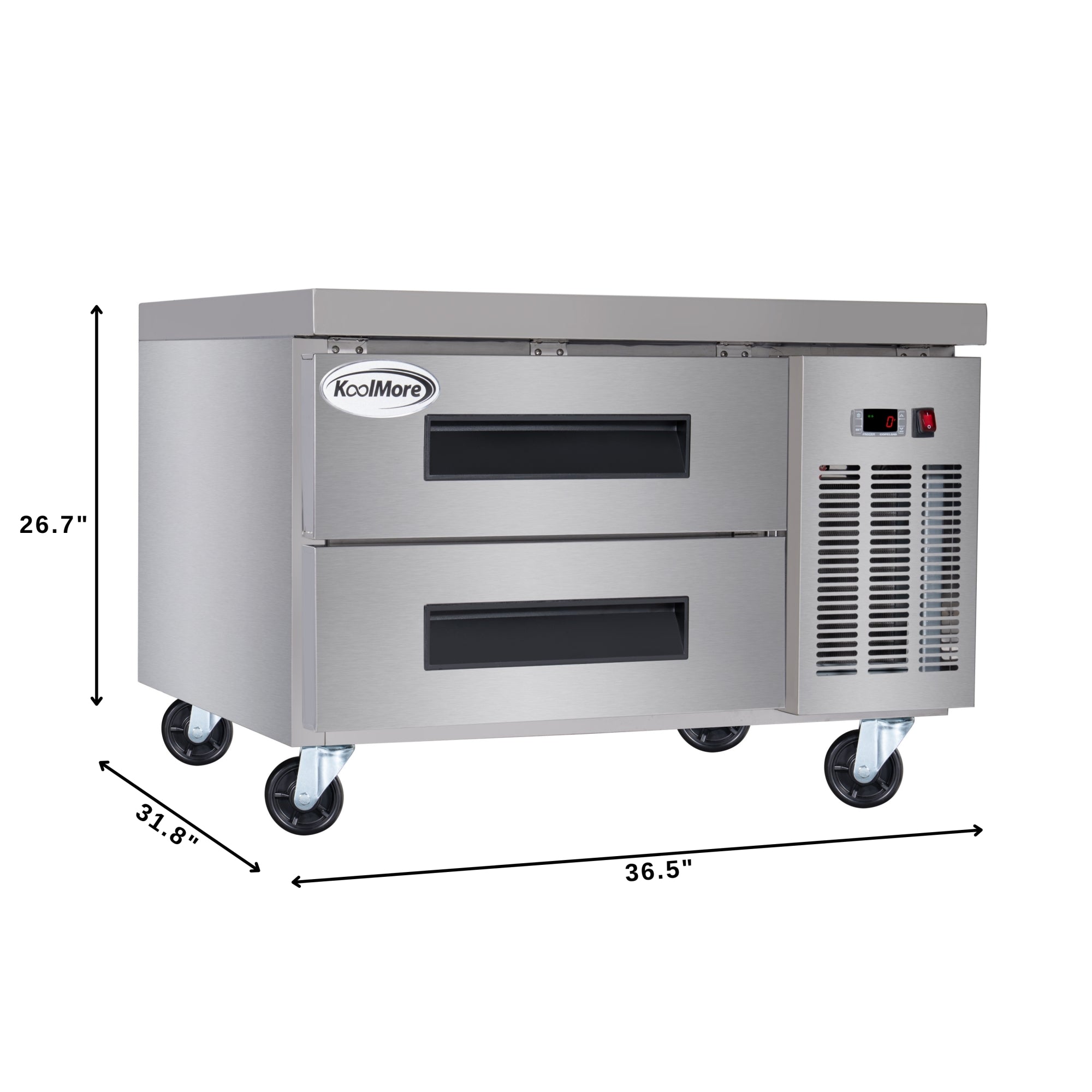 36 in. 2-Drawer Commercial Chef Base Freezer in Stainless-Steel