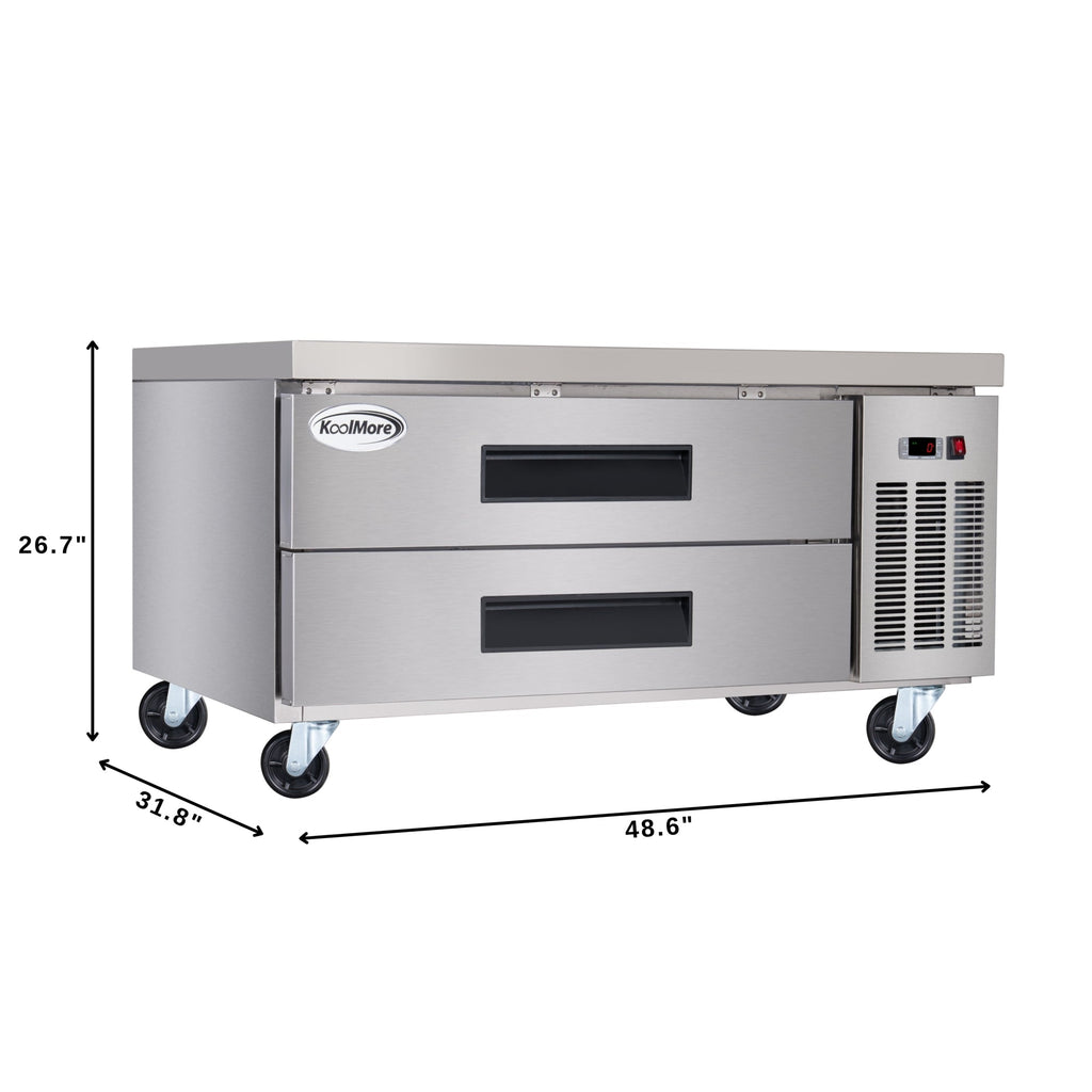 48 in. 2-Drawer Commercial Chef Base Freezer in Stainless-Steel