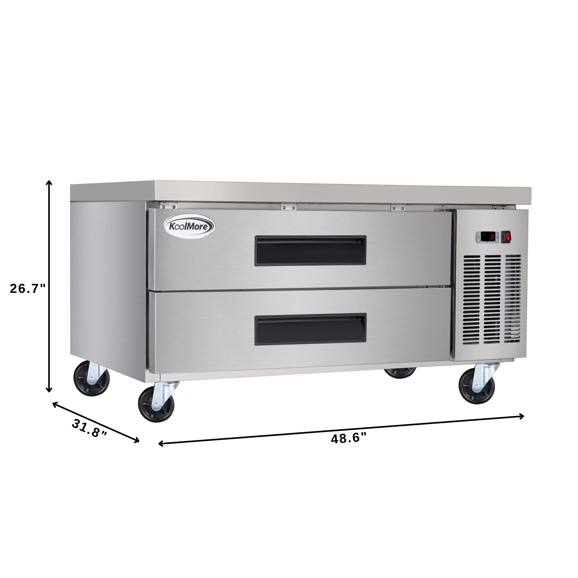 48 in. 2-Drawer Commercial Chef Base Freezer in Stainless-Steel