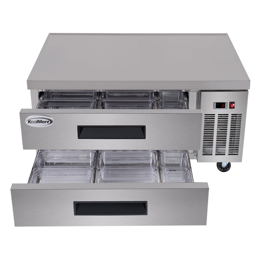 48 in. 2-Drawer Commercial Chef Base Freezer in Stainless-Steel
