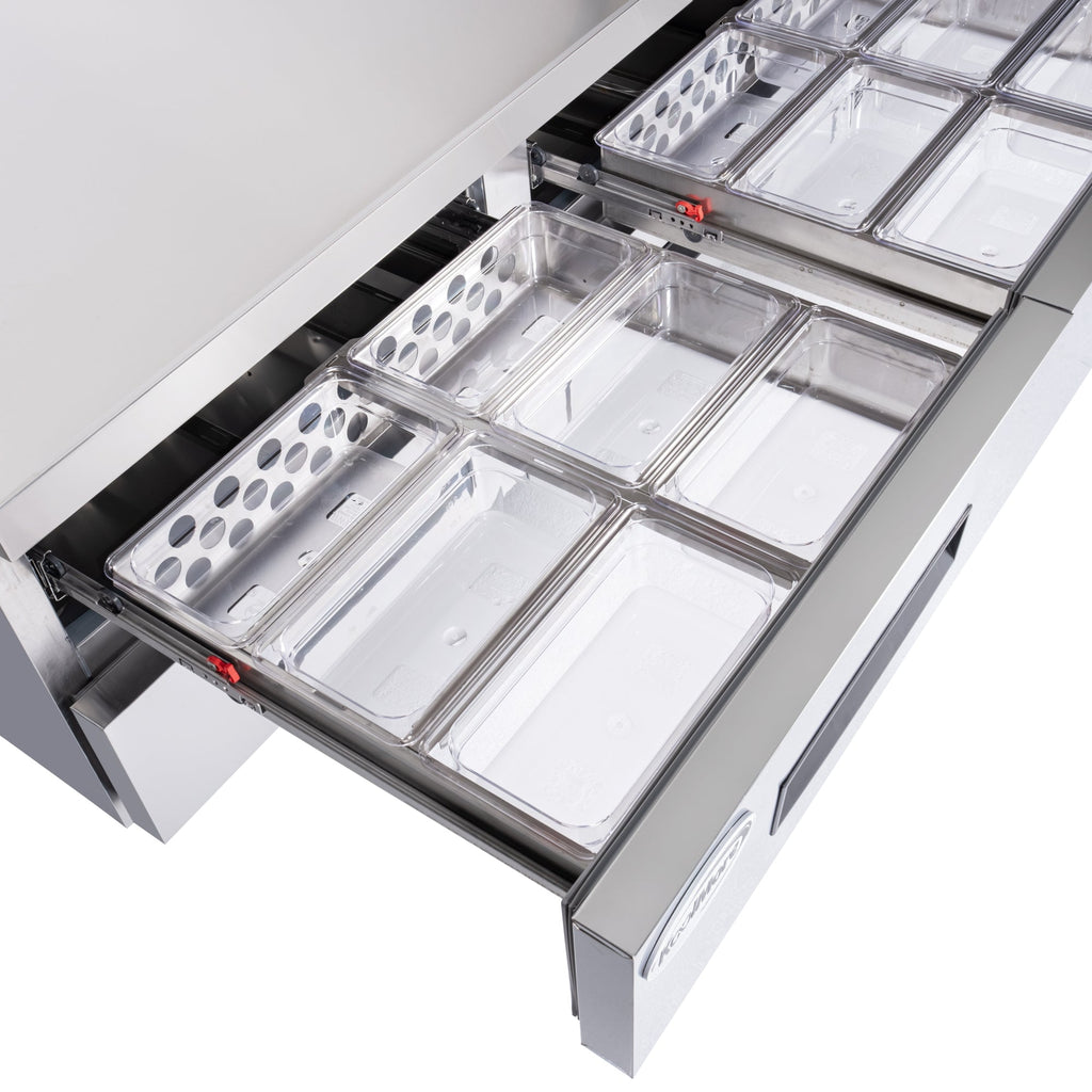 72 in. 4-Drawer Commercial Chef Base Freezer in Stainless-Steel