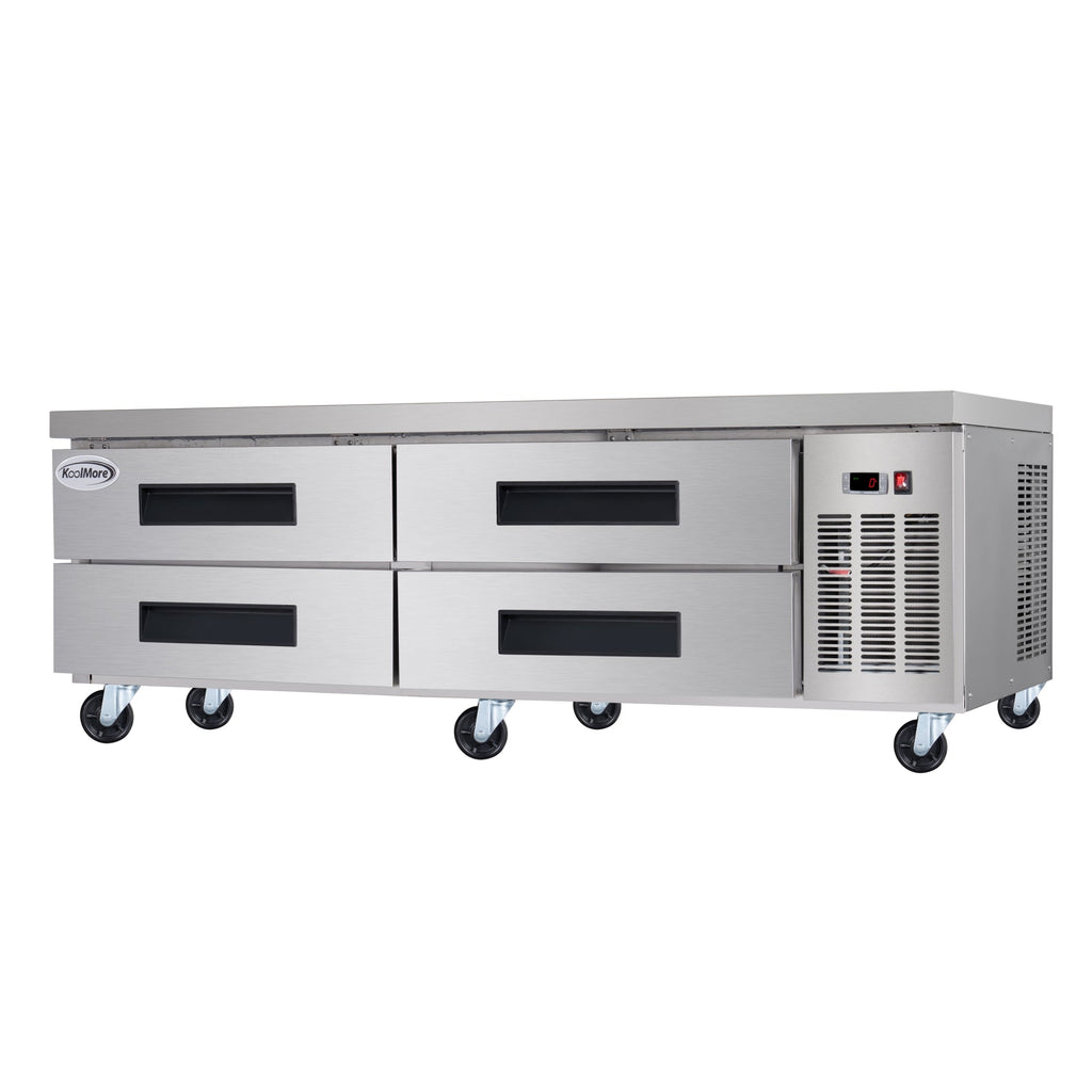 72 in. 4-Drawer Commercial Chef Base Freezer in Stainless-Steel