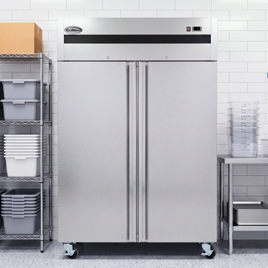 54 in. Two-Door Commercial Reach-In Freezer with Top-Mounted Compressor, 49 cu. ft. in Stainless-Steel