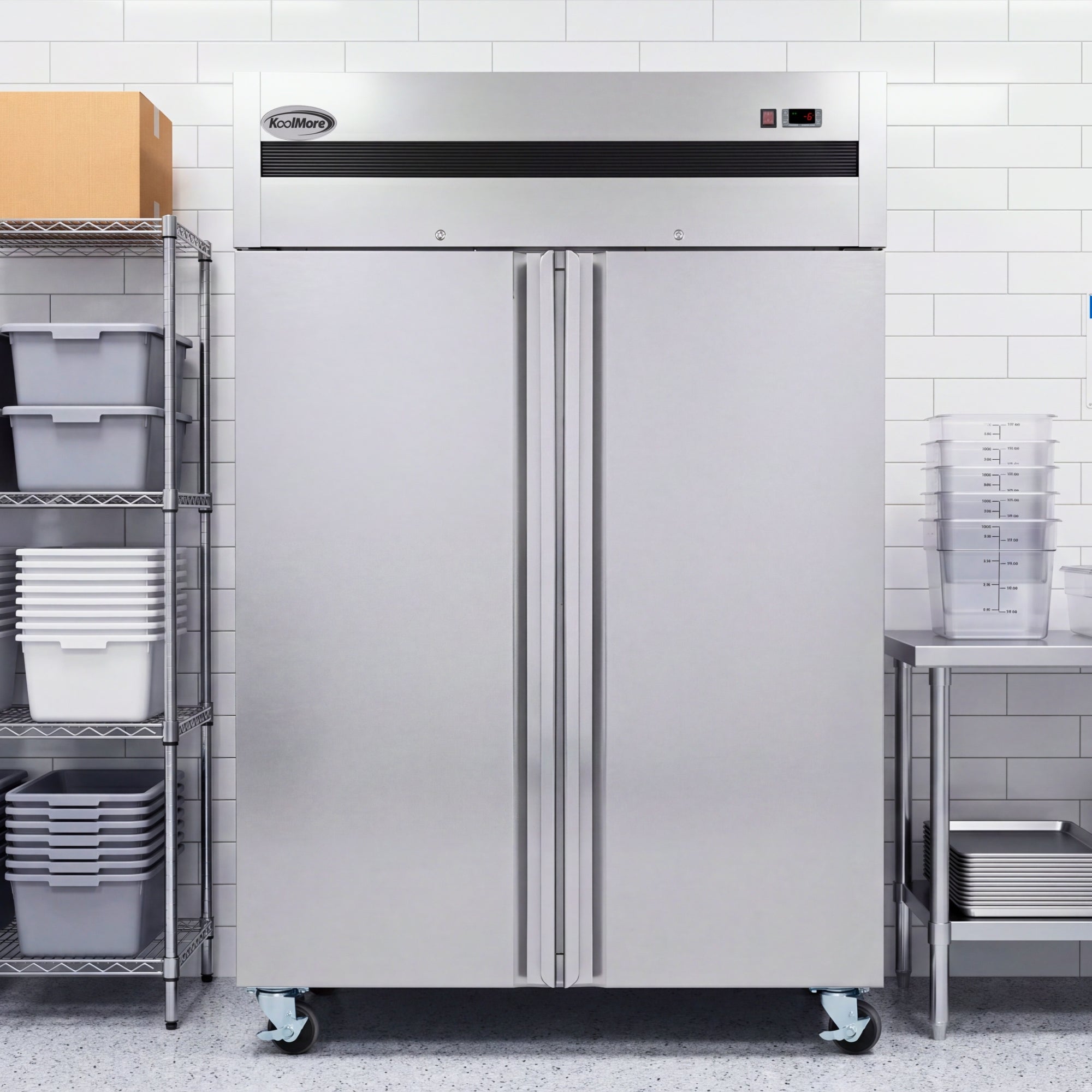 54 in. Two-Door Commercial Reach-In Freezer with Top-Mounted Compressor, 49 cu. ft. in Stainless-Steel
