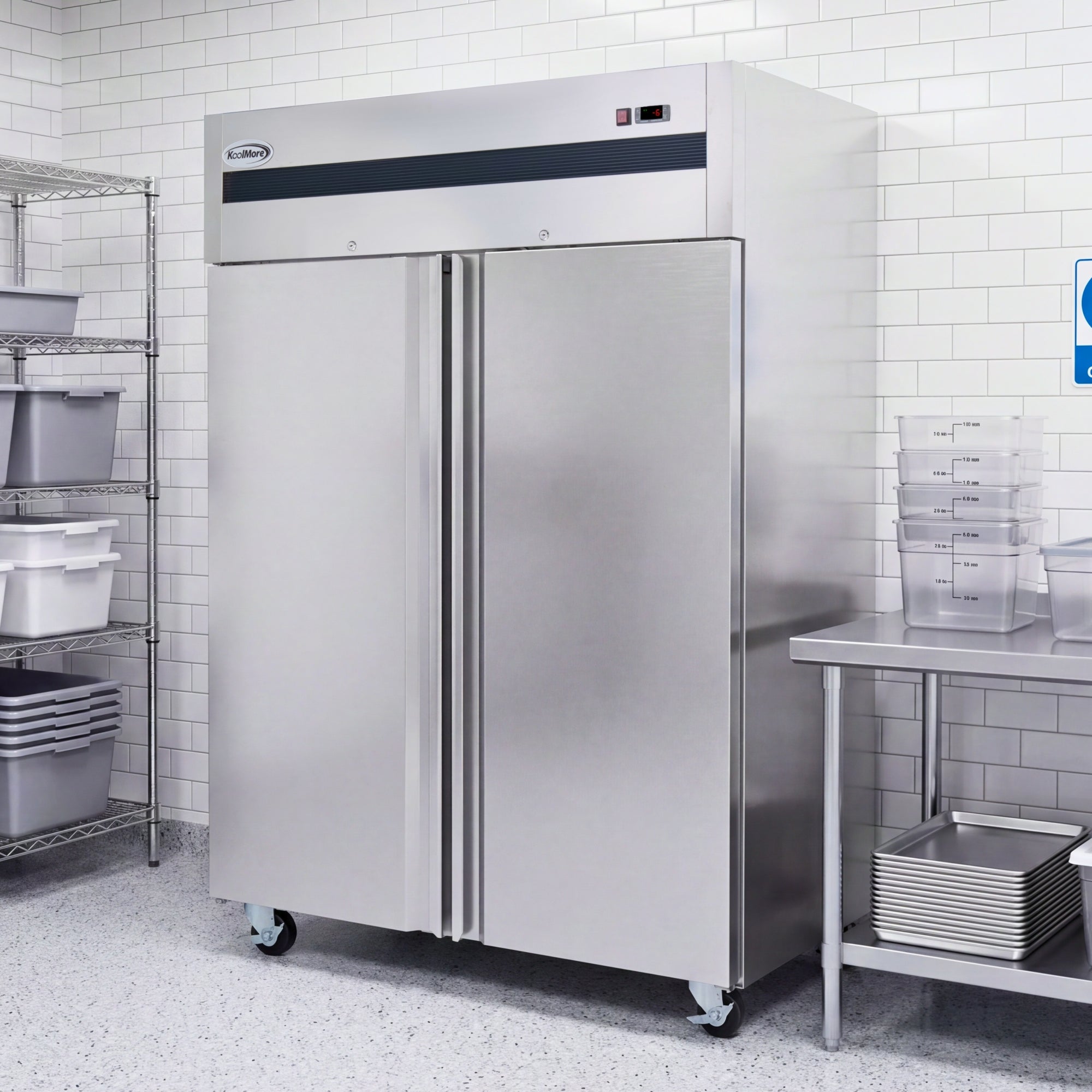54 in. Two-Door Commercial Reach-In Freezer with Top-Mounted Compressor, 49 cu. ft. in Stainless-Steel