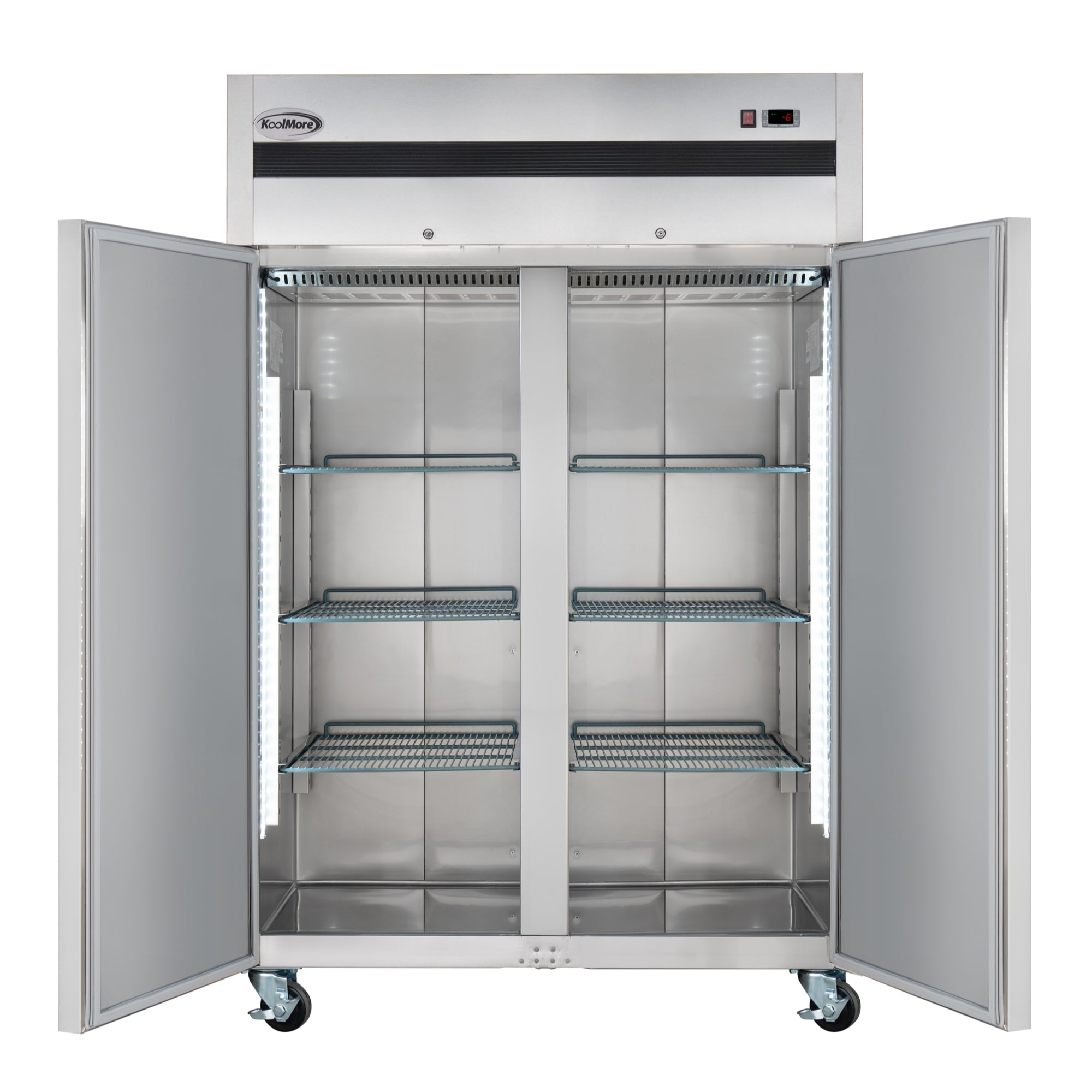 54 in. Two-Door Commercial Reach-In Freezer with Top-Mounted Compressor, 49 cu. ft. in Stainless-Steel