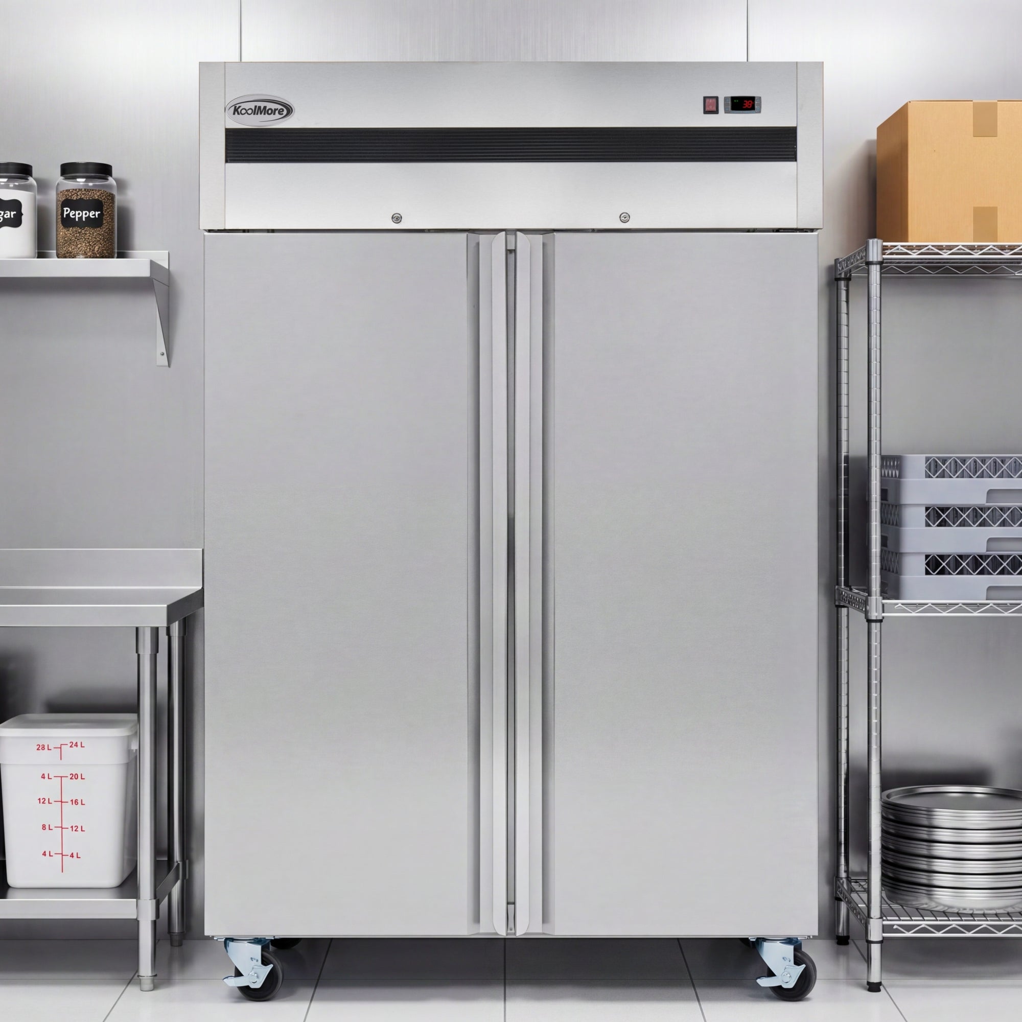 54 in. Two-Door Commercial Reach-In Refrigerator with Top-Mounted Compressor, 49 cu. ft. in Stainless-Steel
