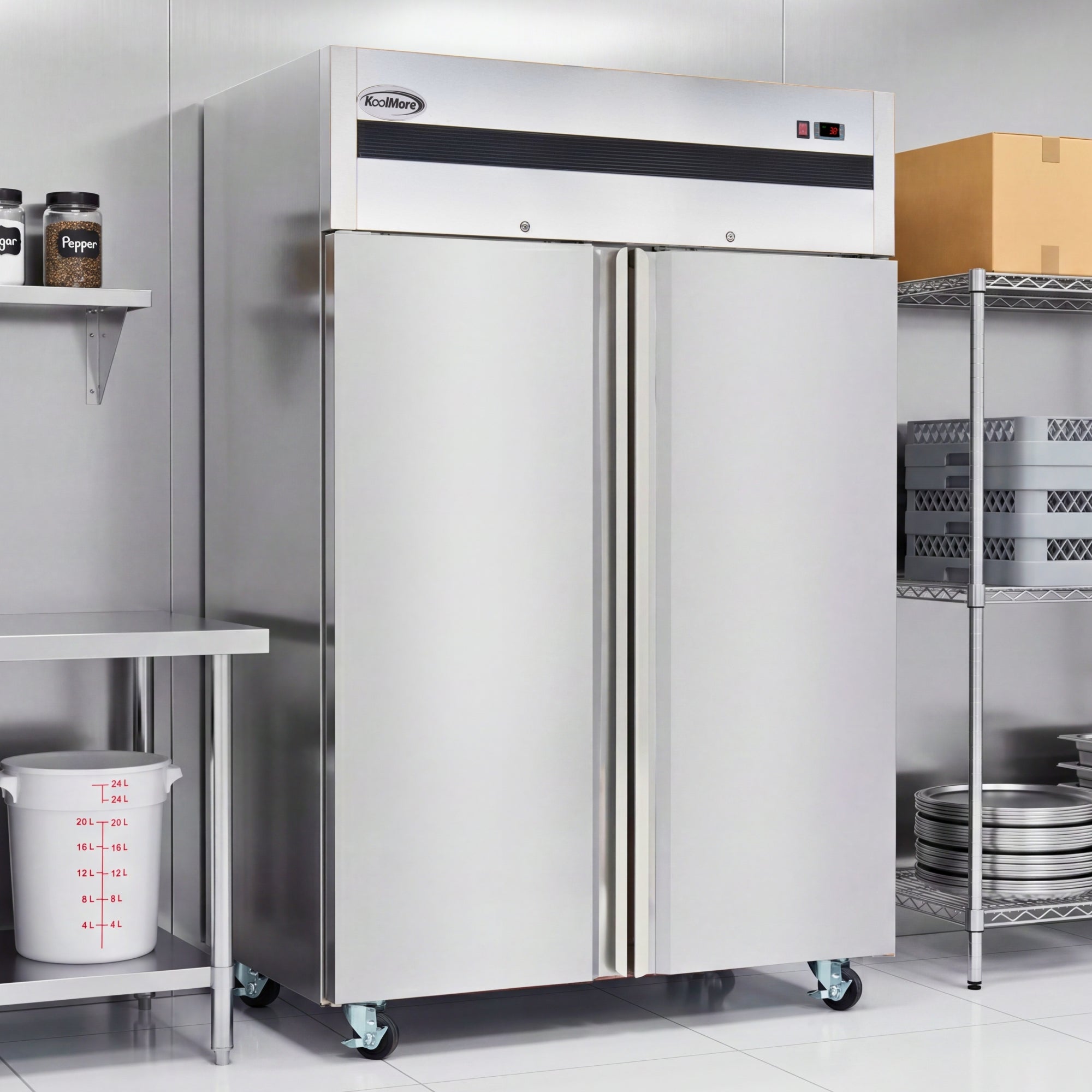 54 in. Two-Door Commercial Reach-In Refrigerator with Top-Mounted Compressor, 49 cu. ft. in Stainless-Steel
