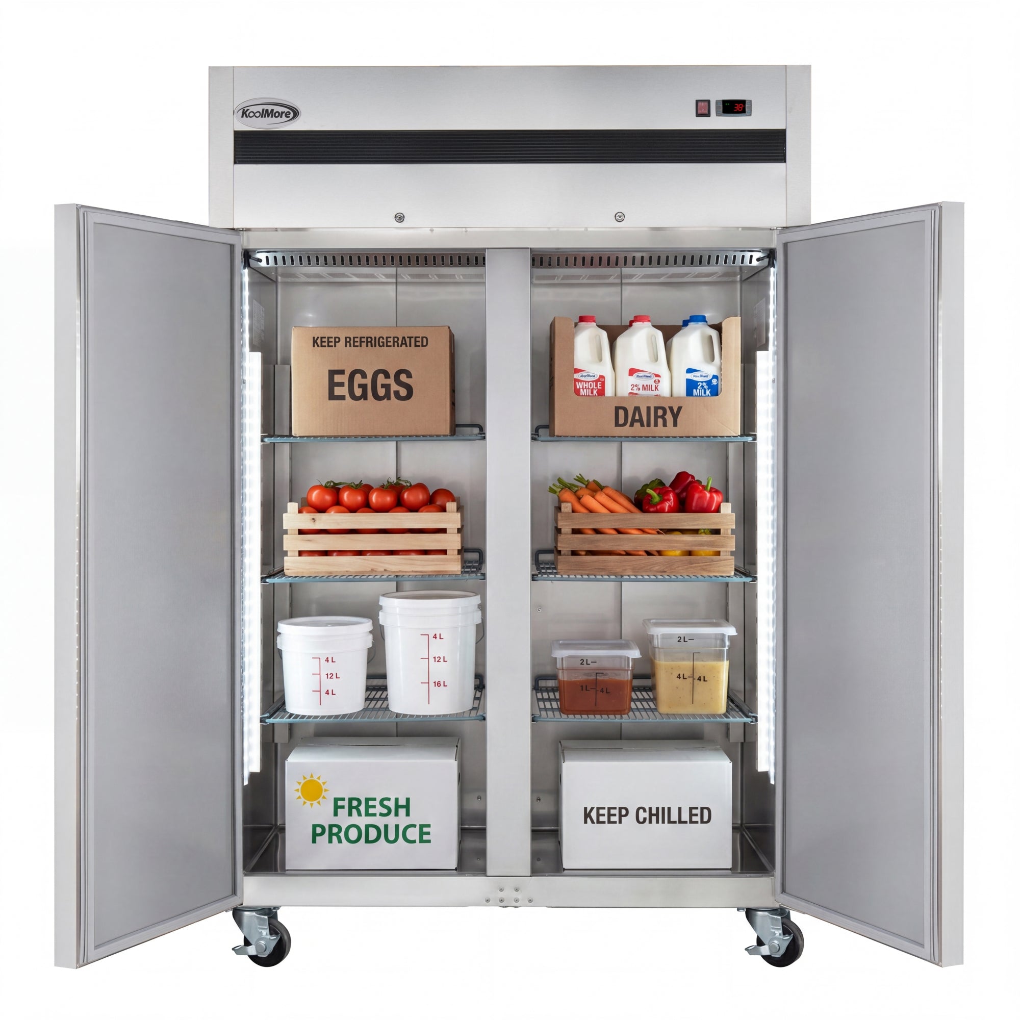 54 in. Two-Door Commercial Reach-In Refrigerator with Top-Mounted Compressor, 49 cu. ft. in Stainless-Steel