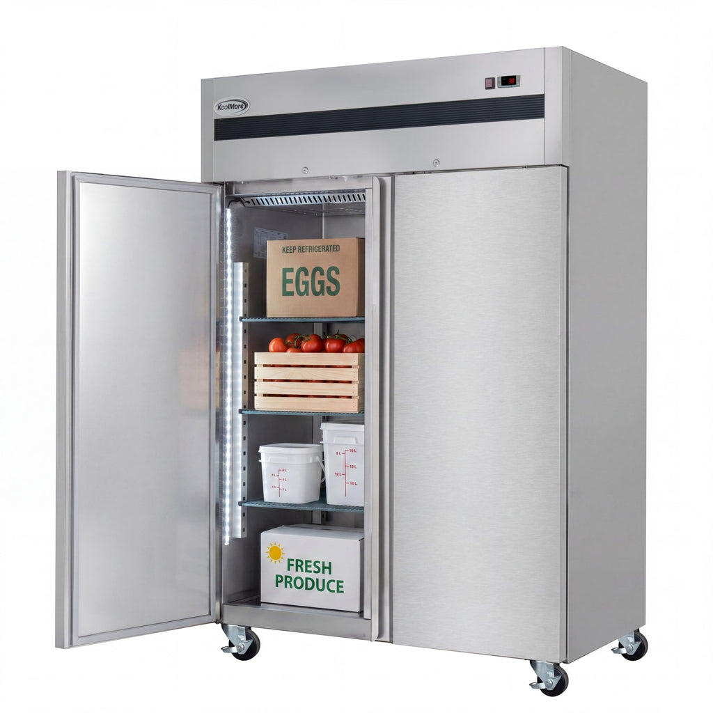 54 in. Two-Door Commercial Reach-In Refrigerator with Top-Mounted Compressor, 49 cu. ft. in Stainless-Steel