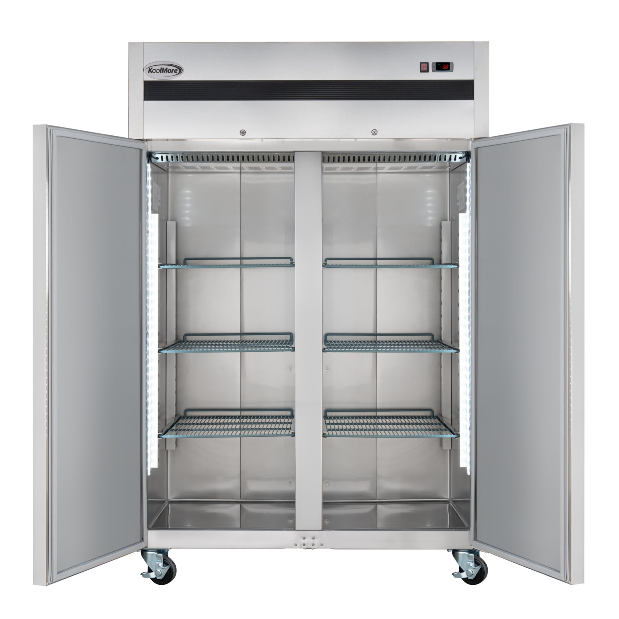 54 in. Two-Door Commercial Reach-In Refrigerator with Top-Mounted Compressor, 49 cu. ft. in Stainless-Steel