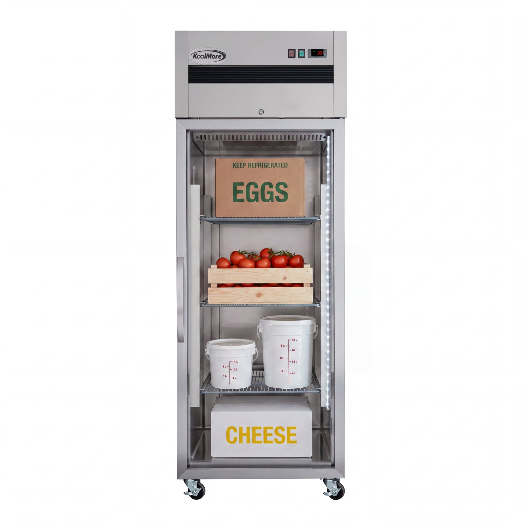 30 in. Glass-Door Commercial Reach-In Refrigerator with Top-Mounted Compressor, 25 cu. ft. in Stainless-Steel