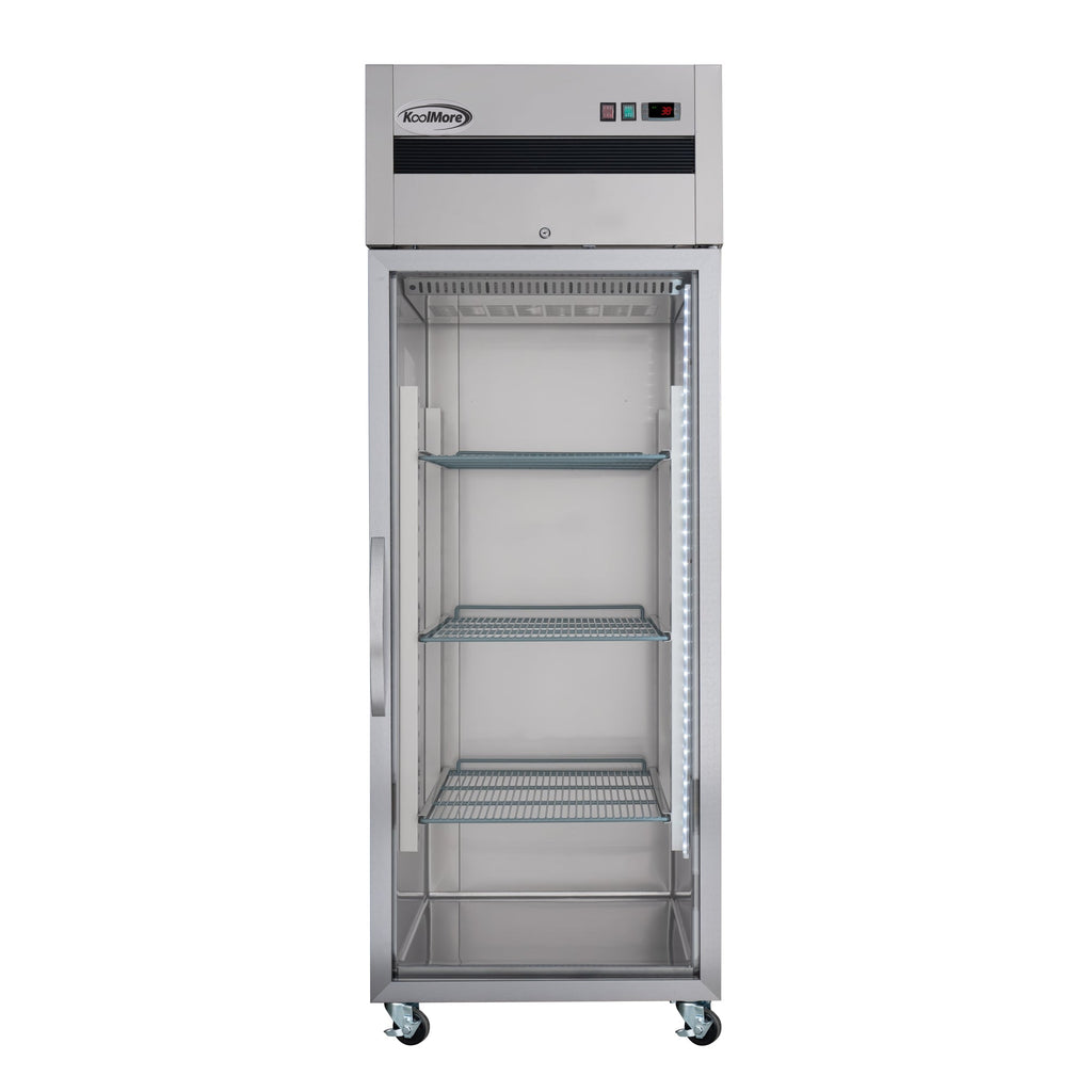 30 in. Glass-Door Commercial Reach-In Refrigerator with Top-Mounted Compressor, 25 cu. ft. in Stainless-Steel