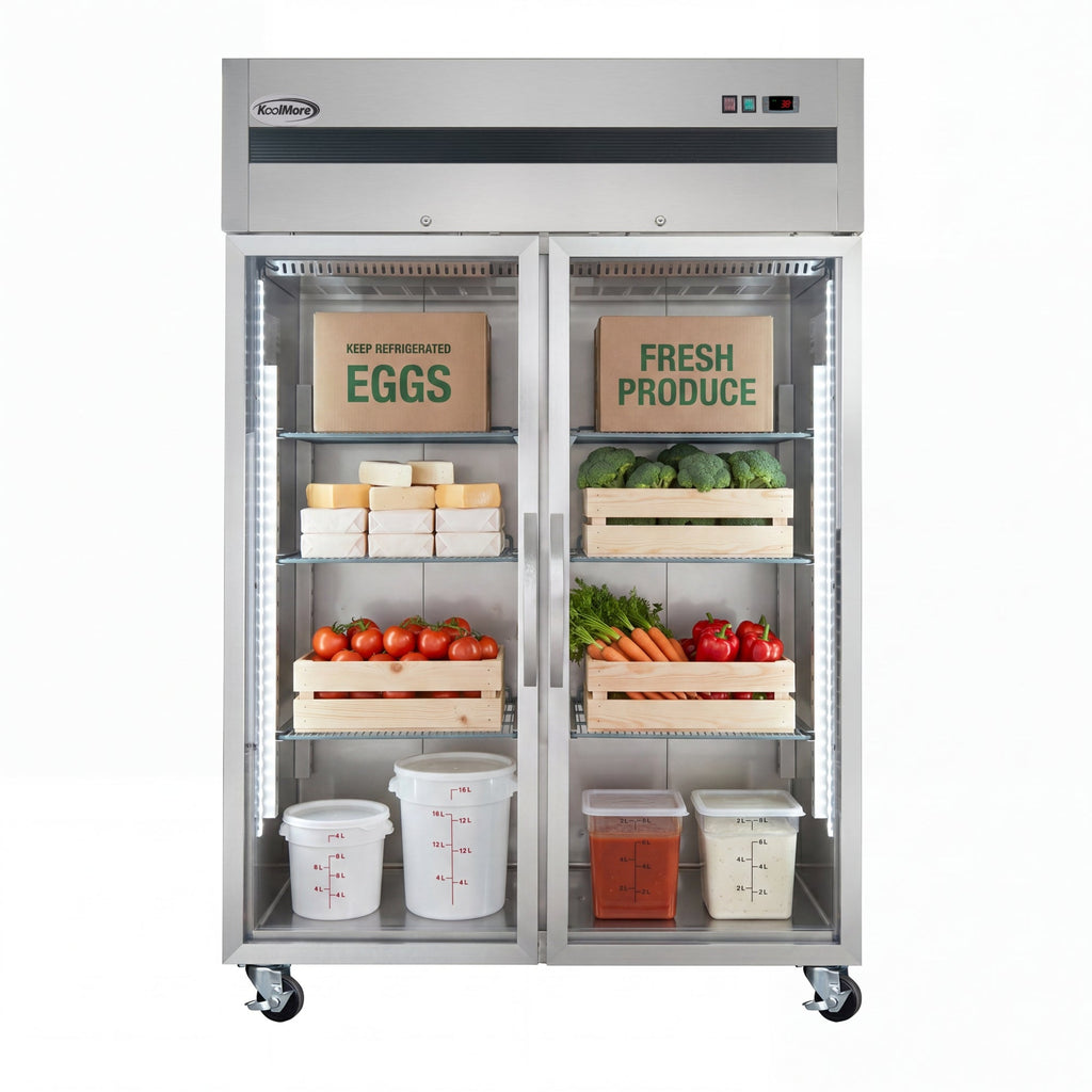54 in. Two-Glass-Door Commercial Reach-In Refrigerator with Top-Mounted Compressor, 49 cu. ft. in Stainless-Steel