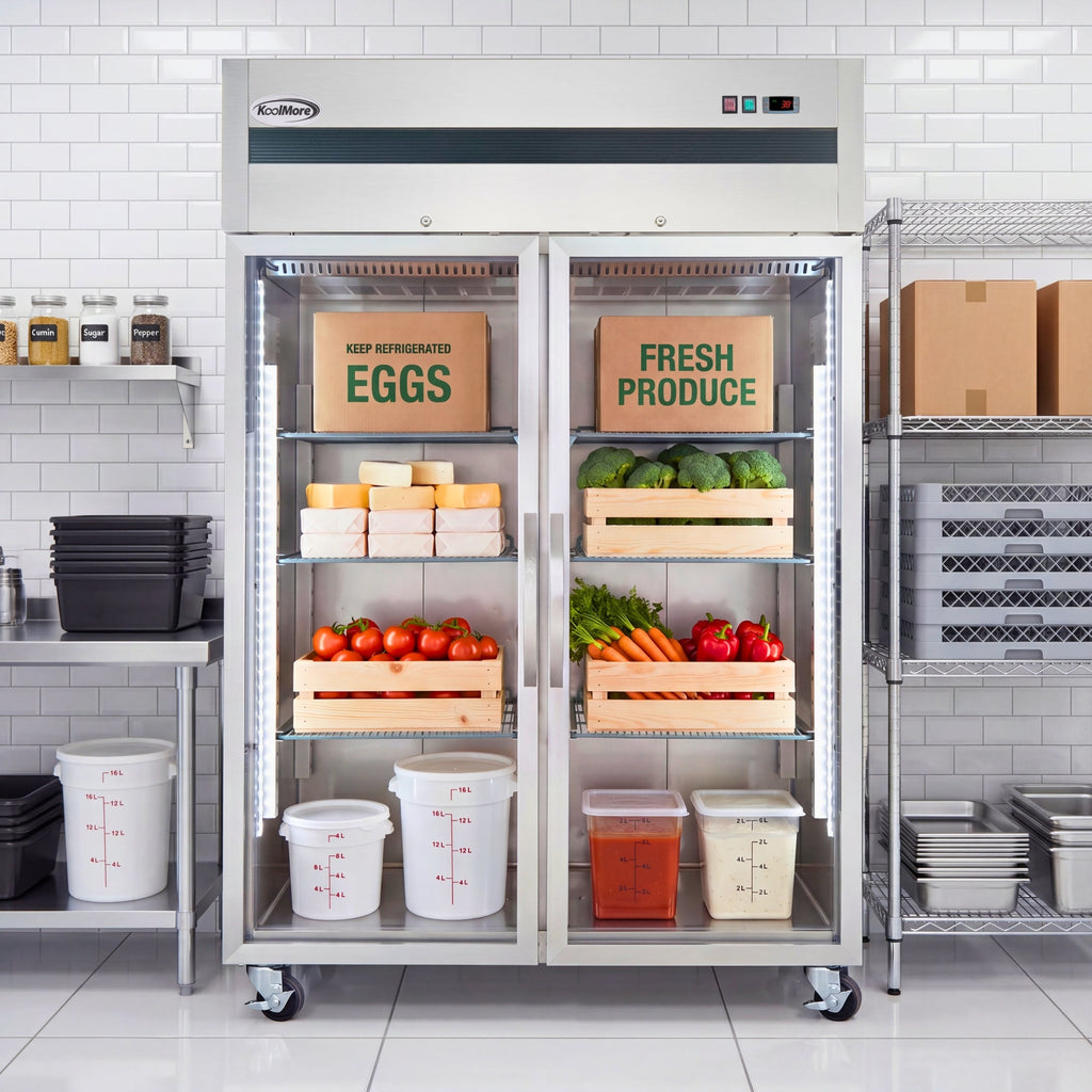 54 in. Two-Glass-Door Commercial Reach-In Refrigerator with Top-Mounted Compressor, 49 cu. ft. in Stainless-Steel
