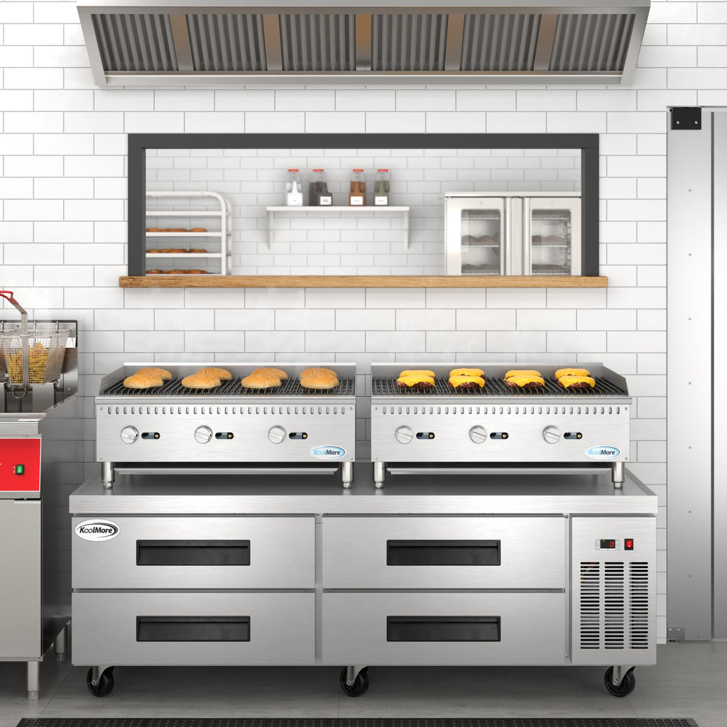 72 in. 4-Drawer Commercial Chef Base Freezer in Stainless-Steel