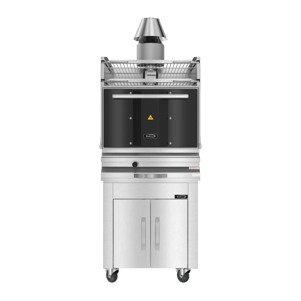 28 in. Commercial Charcoal Oven with Warming Racks and Base Cabinet in Stainless-Steel