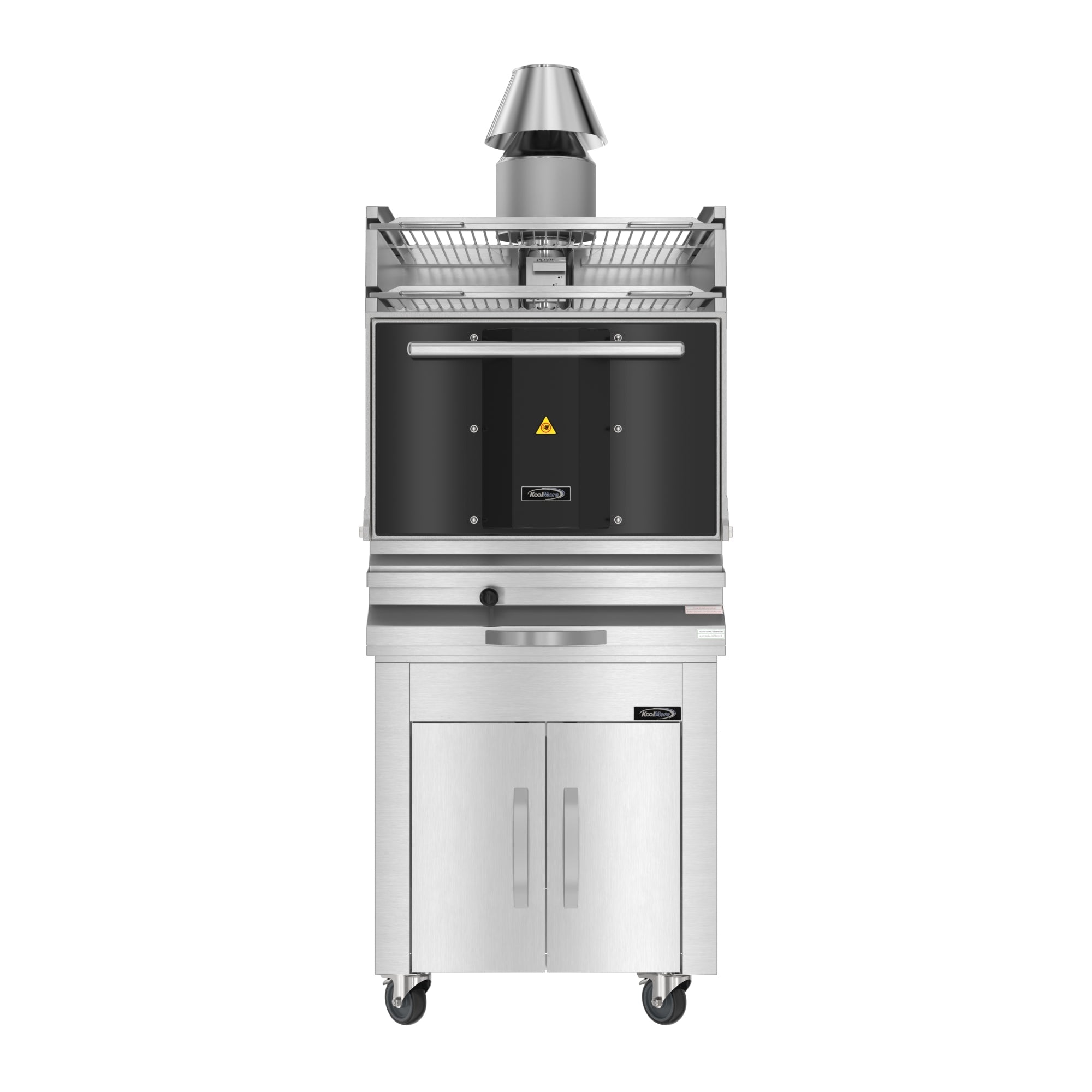 28 in. Commercial Charcoal Oven with Warming Racks and Base Cabinet in Stainless-Steel