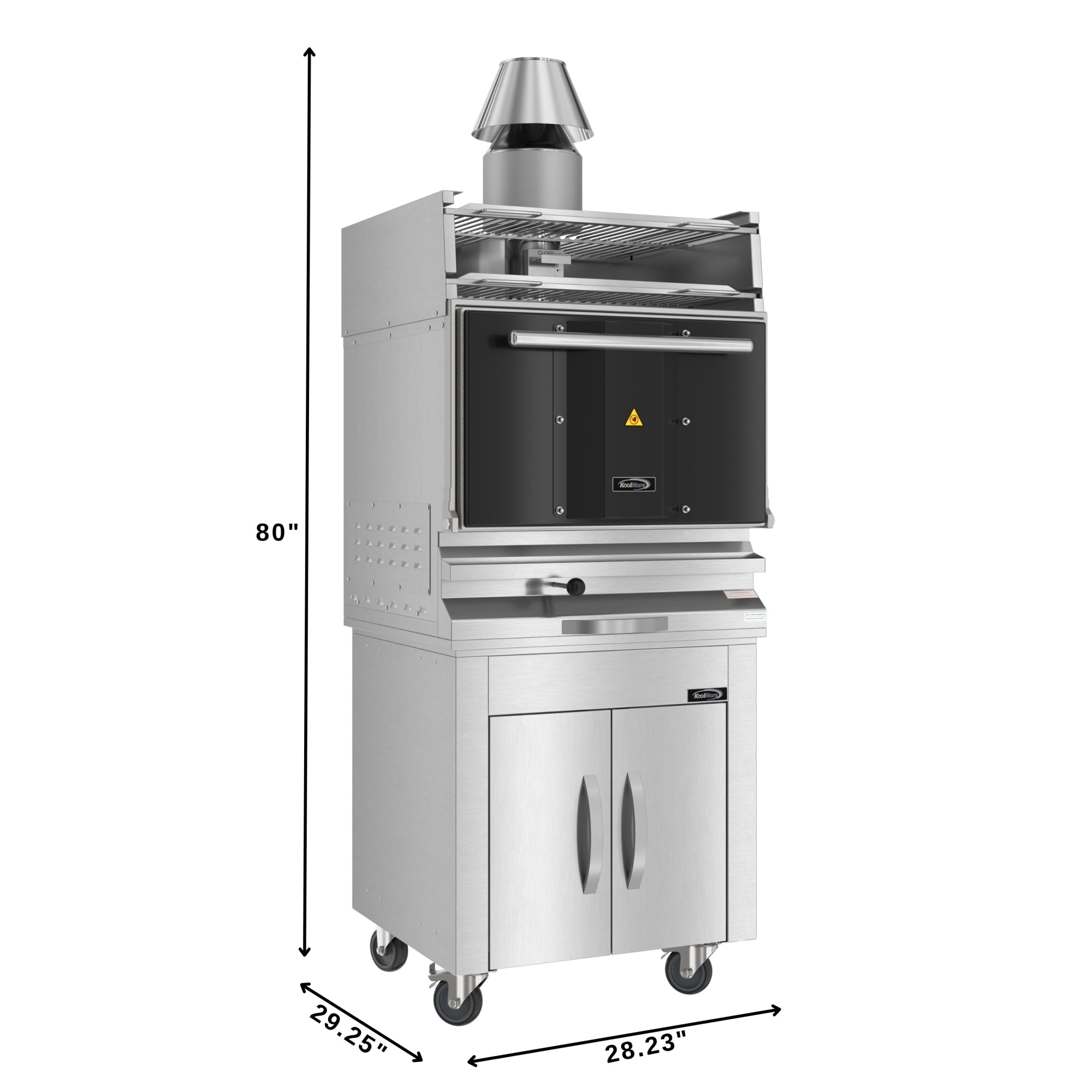 28 in. Commercial Charcoal Oven with Warming Racks and Base Cabinet in Stainless-Steel