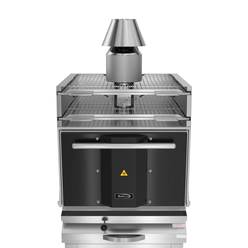 28 in. Commercial Charcoal Oven with Warming Racks and Base Cabinet in Stainless-Steel