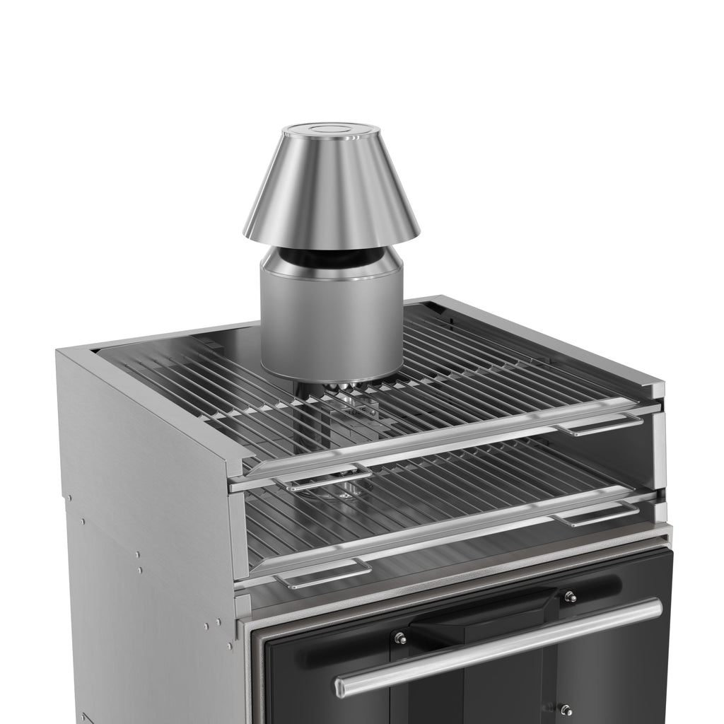 28 in. Commercial Charcoal Oven with Warming Racks and Base Cabinet in Stainless-Steel