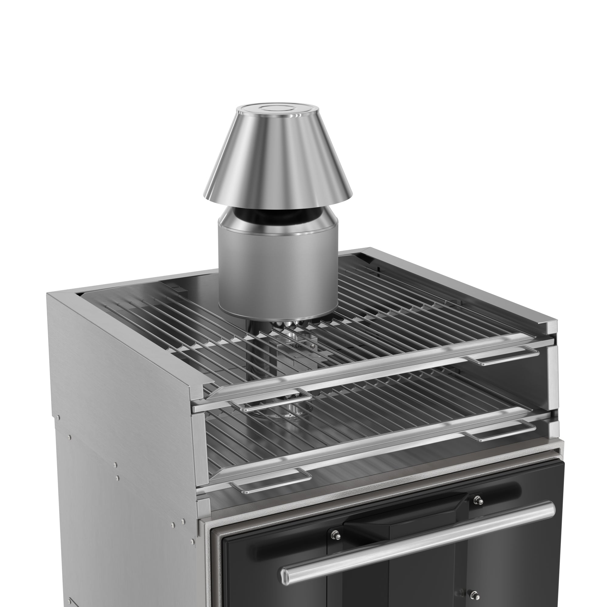 28 in. Commercial Charcoal Oven with Warming Racks and Base Cabinet in Stainless-Steel