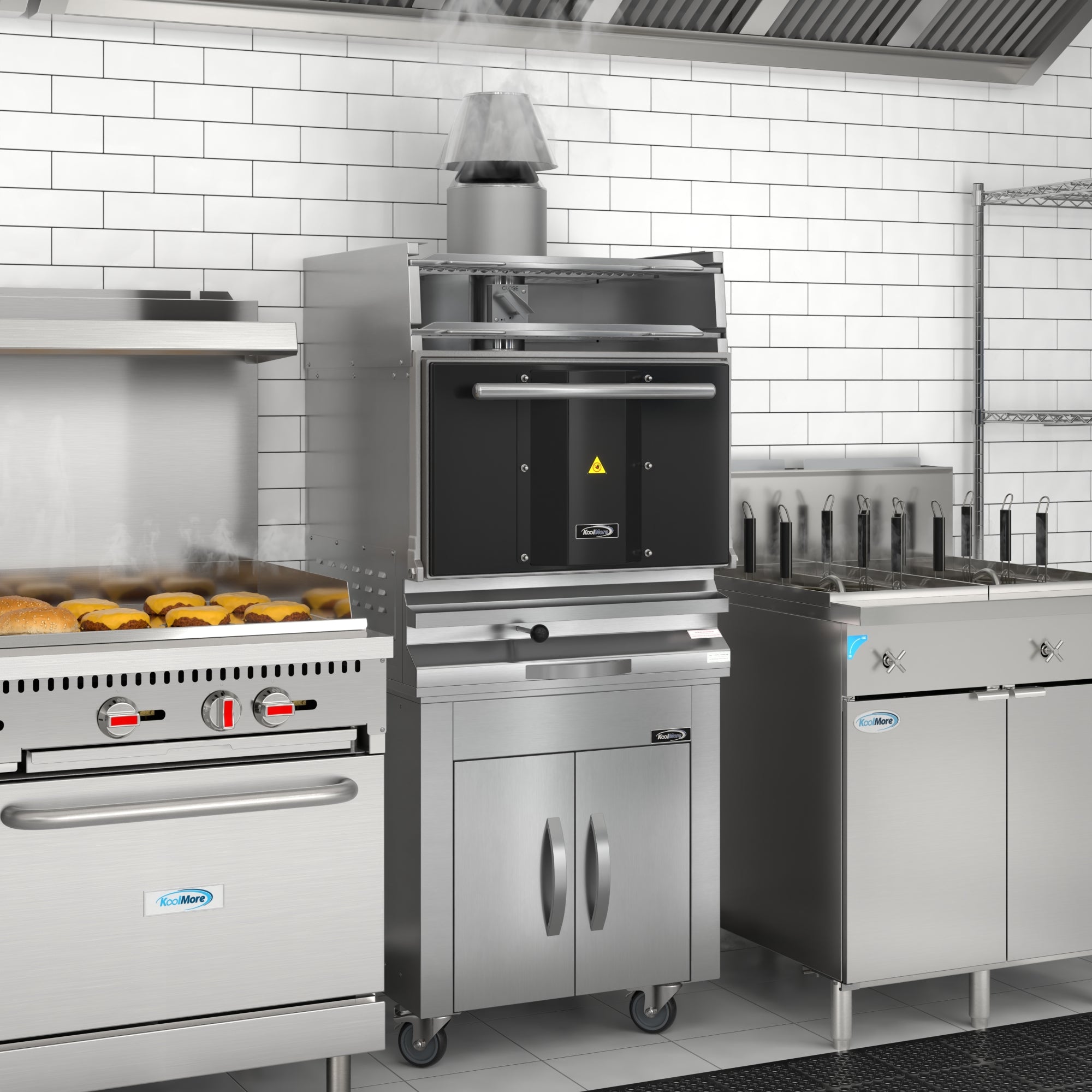 28 in. Commercial Charcoal Oven with Warming Racks in Stainless-Steel