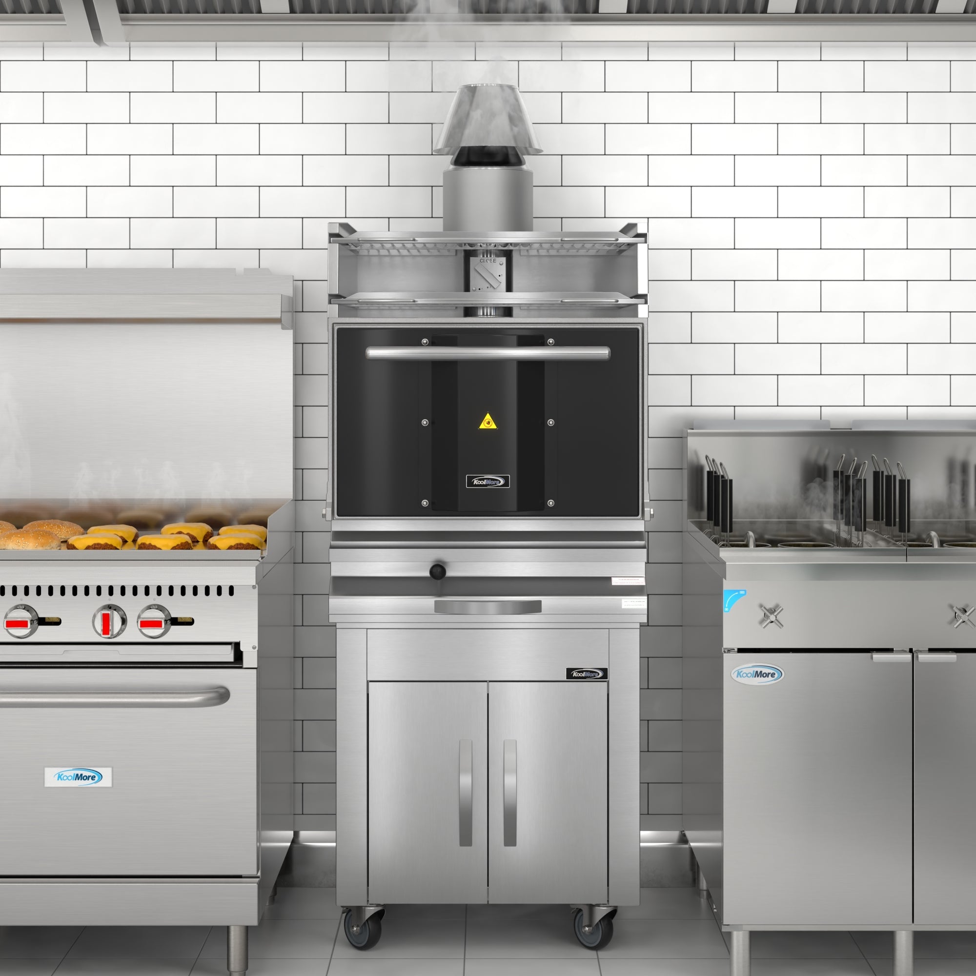 28 in. Commercial Charcoal Oven with Warming Racks in Stainless-Steel