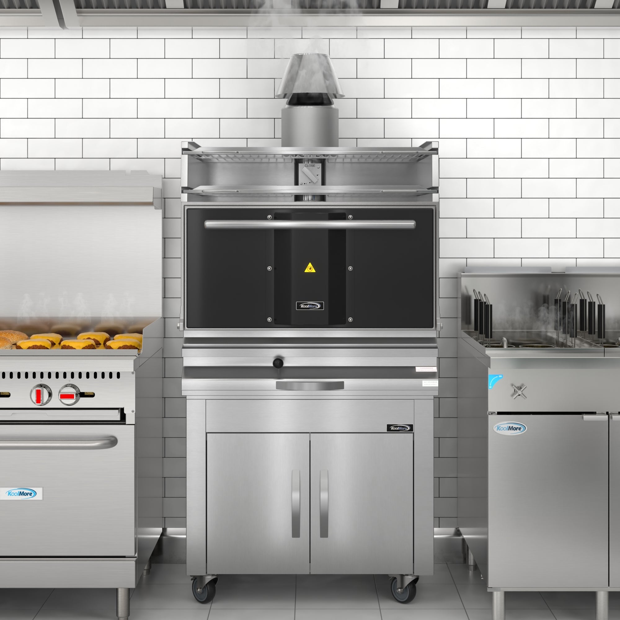 35 in. Commercial Charcoal Oven with Warming Racks in Stainless-Steel