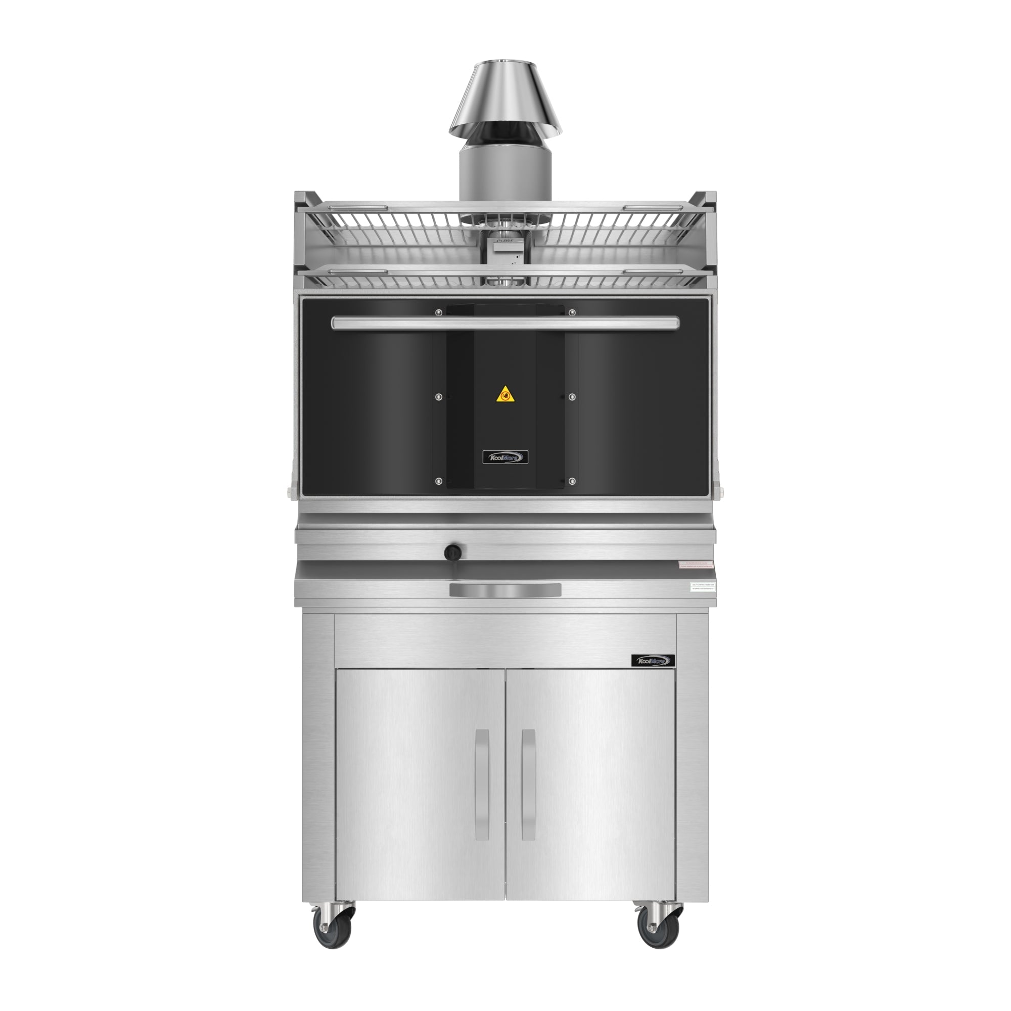 35 in. Commercial Charcoal Oven with Warming Racks and Base Cabinet in Stainless-Steel