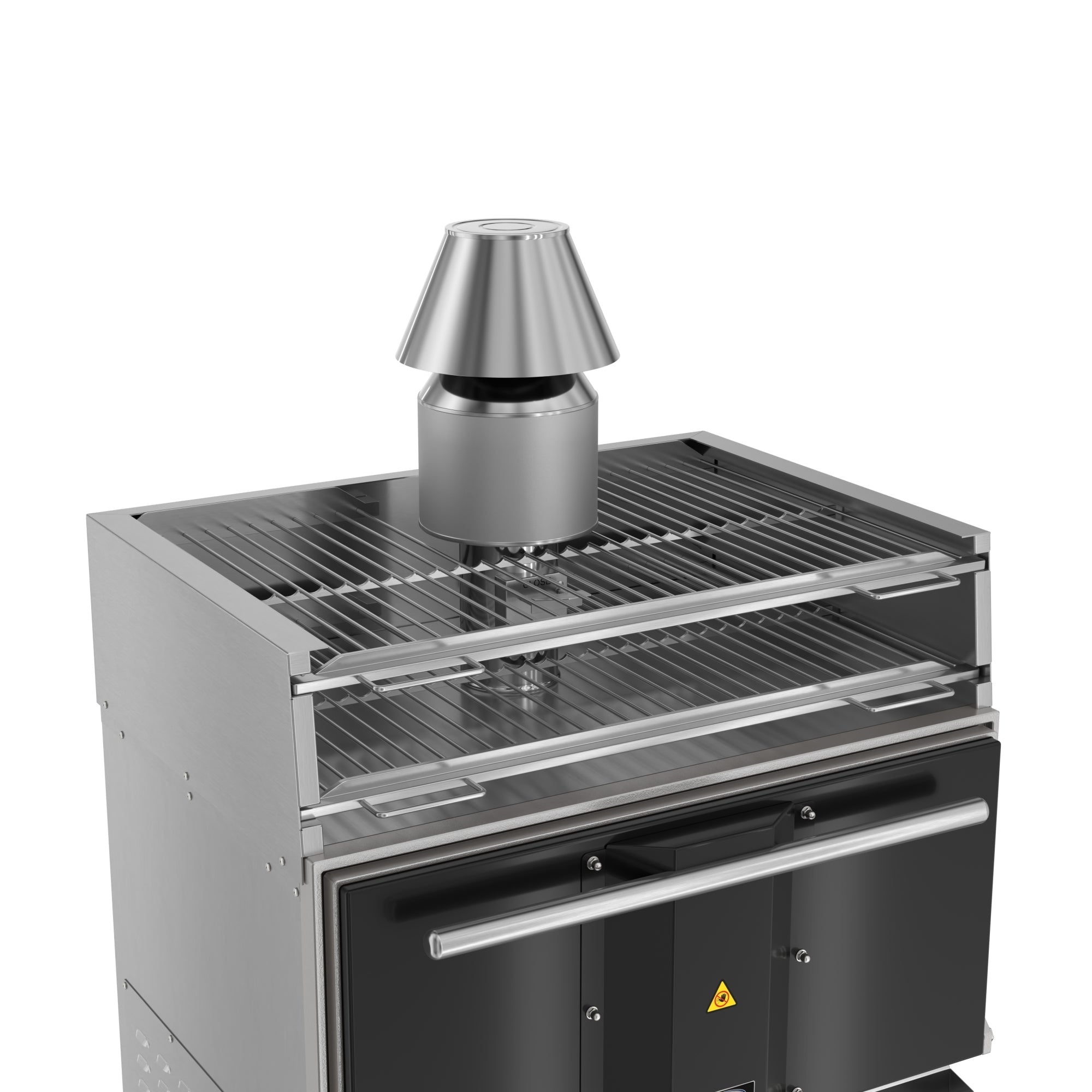 35 in. Commercial Charcoal Oven with Warming Racks and Base Cabinet in Stainless-Steel