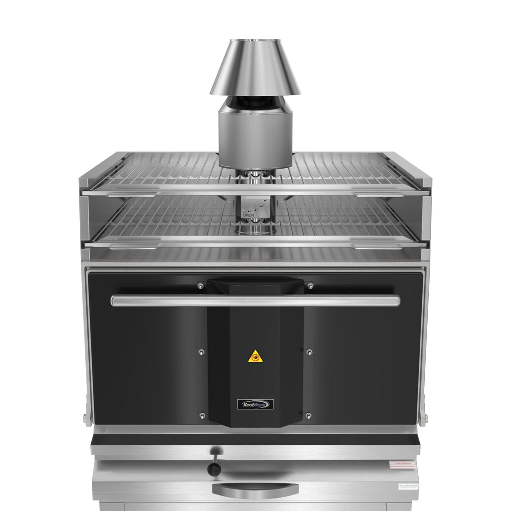 35 in. Commercial Charcoal Oven with Warming Racks and Base Cabinet in Stainless-Steel