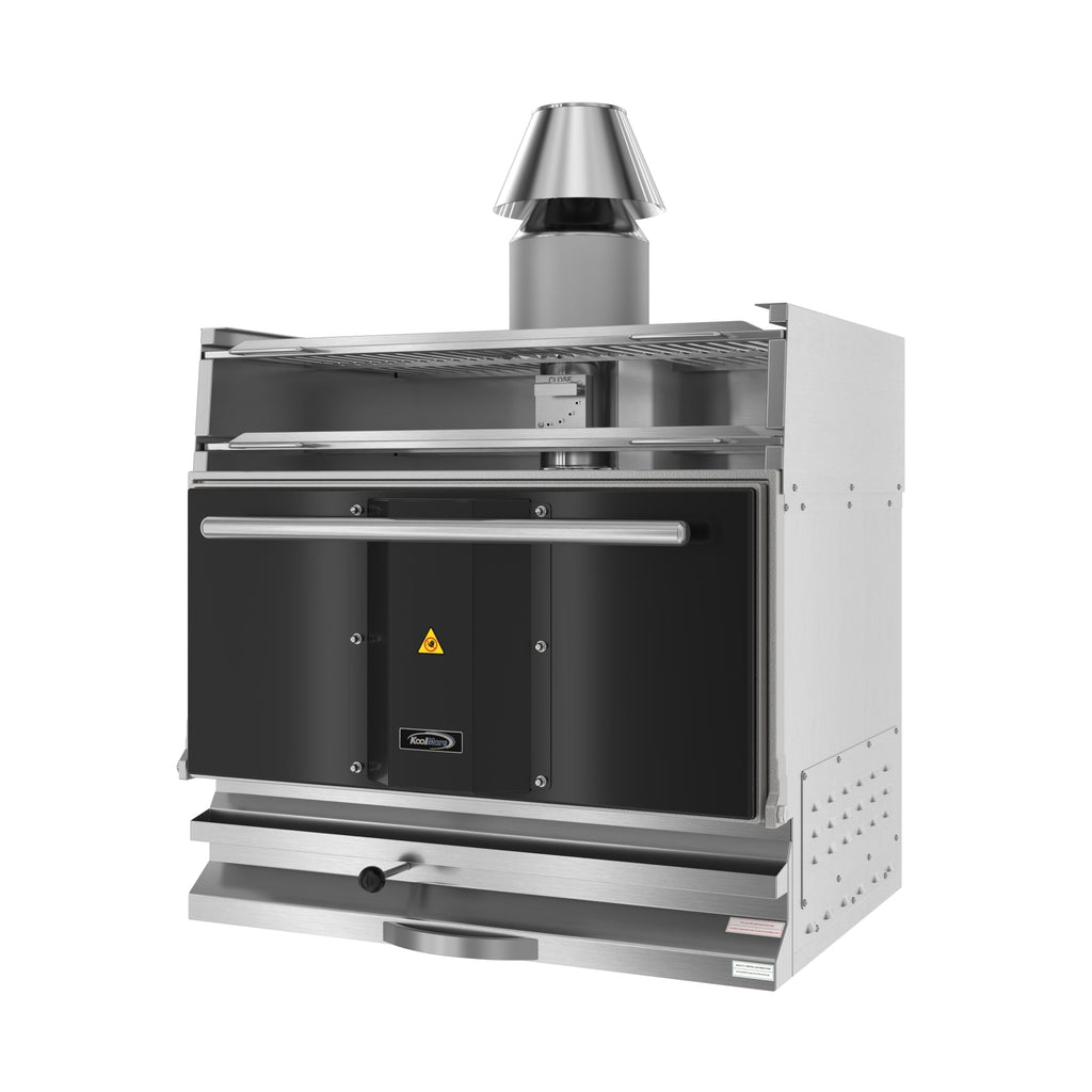 35 in. Commercial Charcoal Oven with Warming Racks in Stainless-Steel