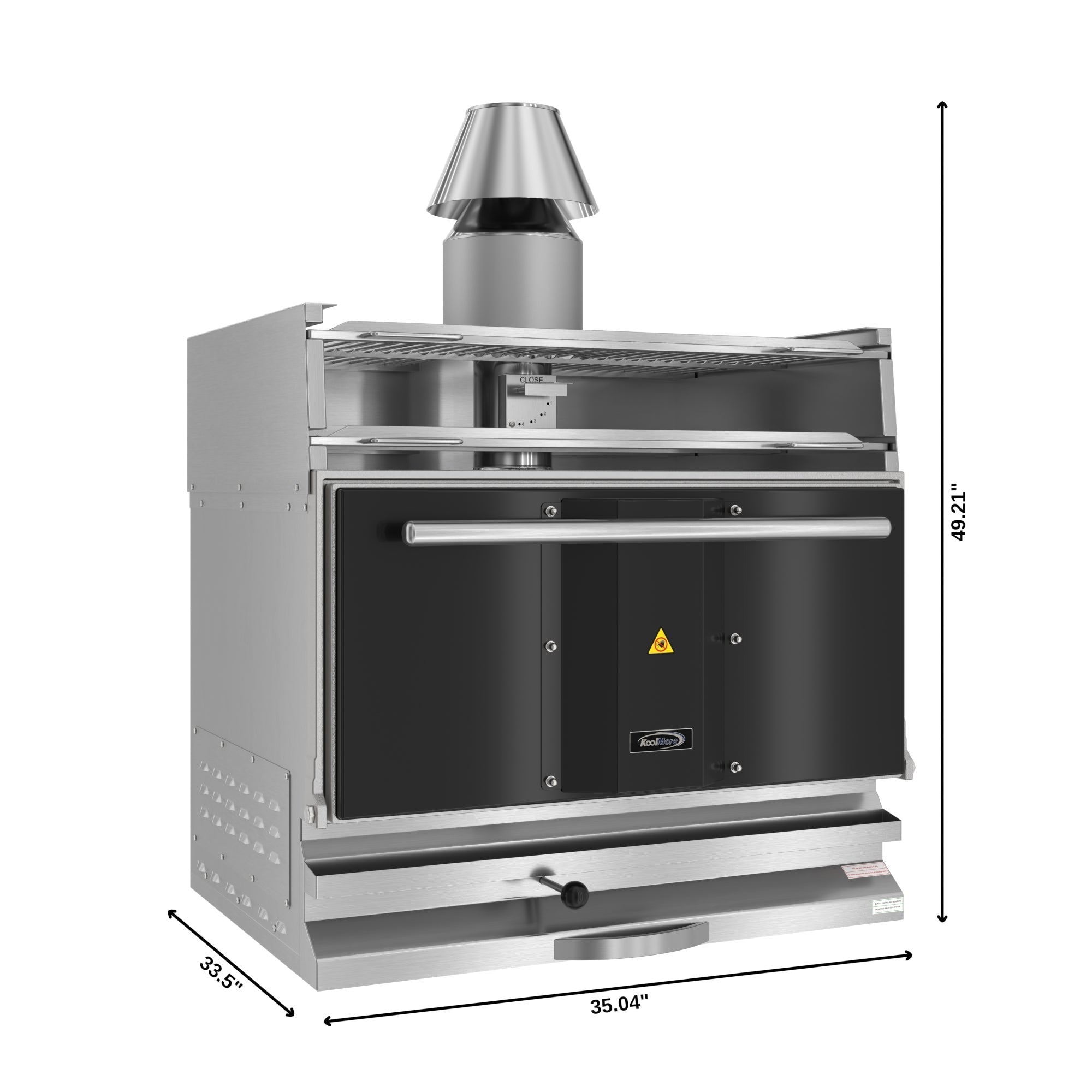 35 in. Commercial Charcoal Oven with Warming Racks in Stainless-Steel