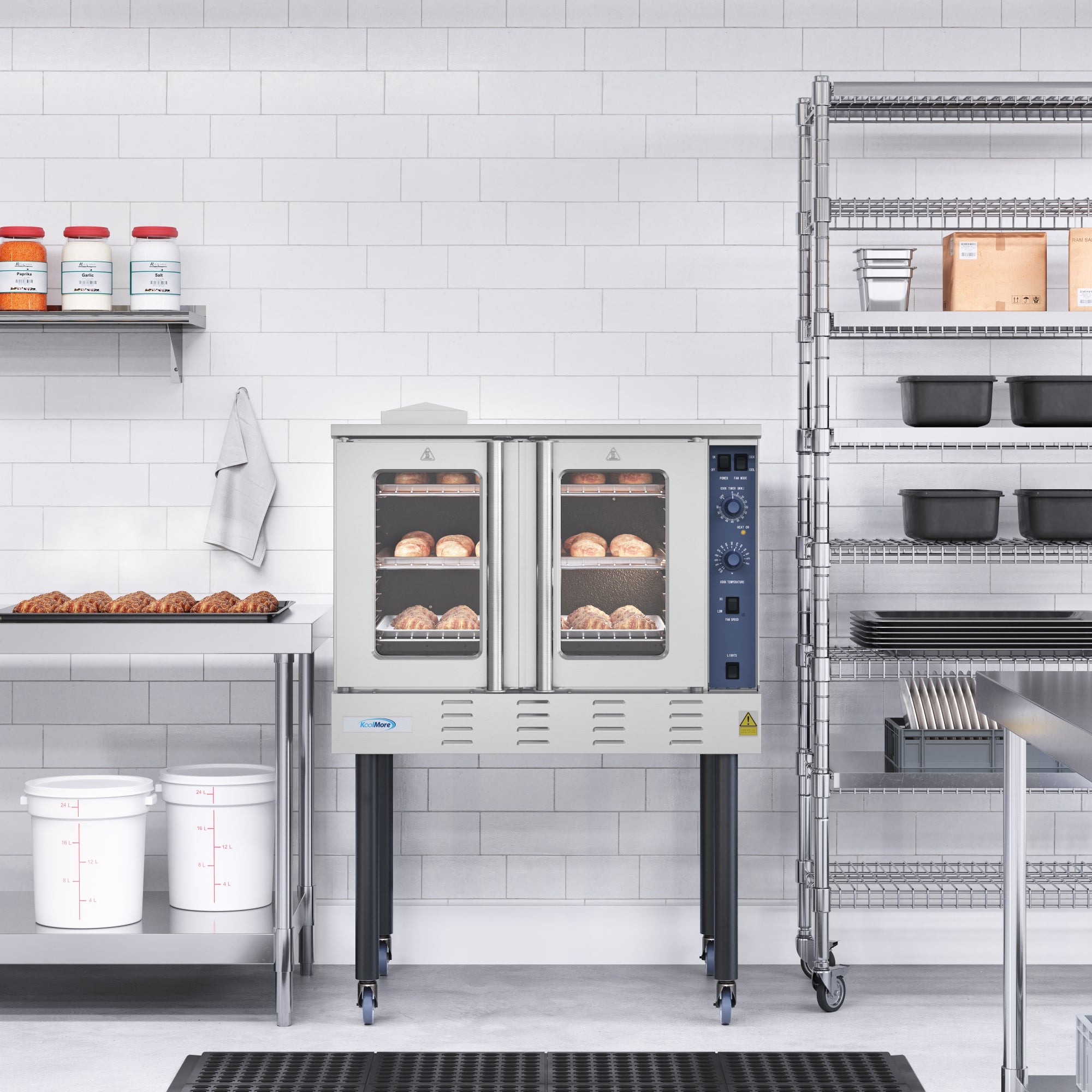 38 in. Full Size Single Deck Commercial LP Convection Oven 54,000 BTU With Casters
